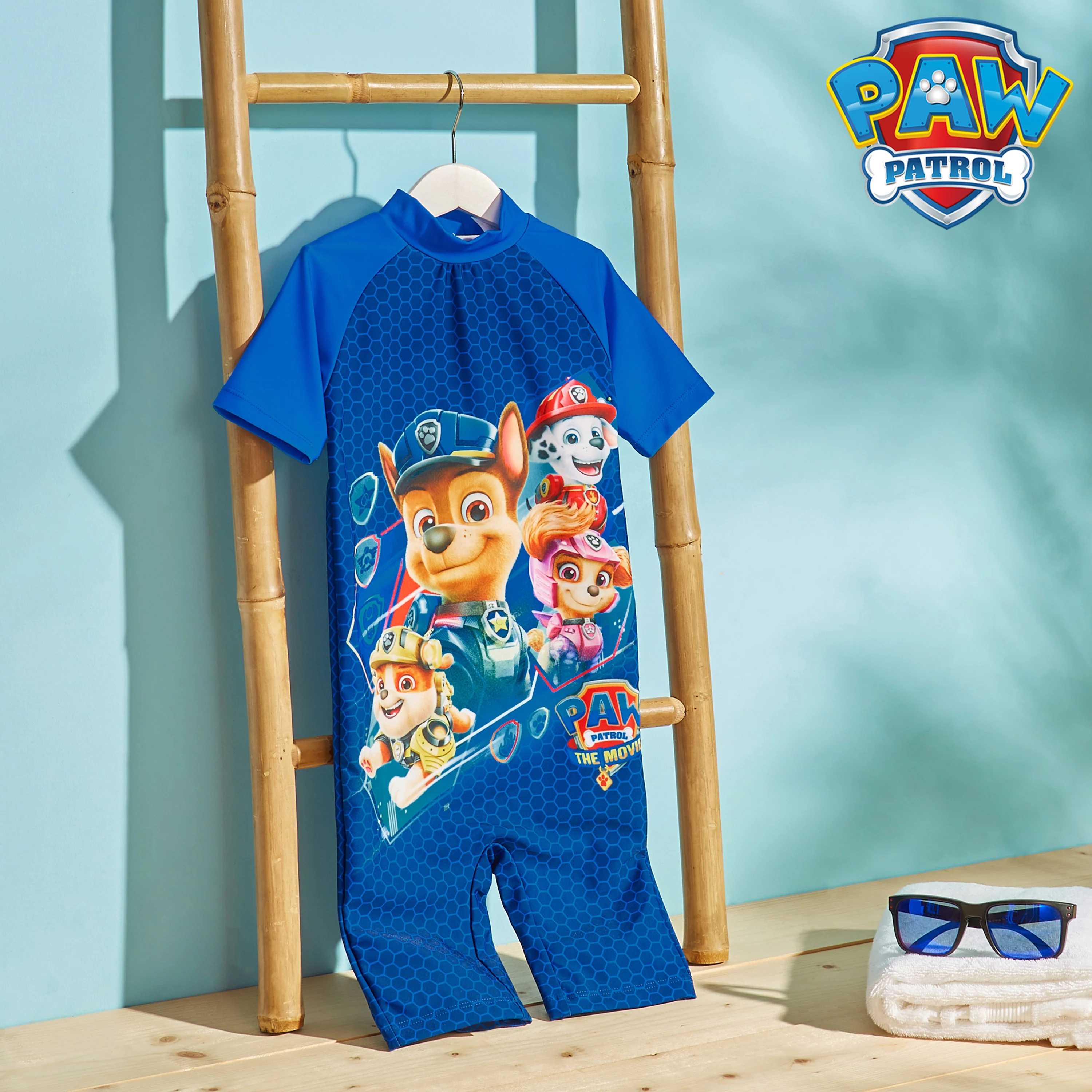 Paw Patrol Swimming Costume Boys Swimsuit All in One Short Sleeve - Image 3