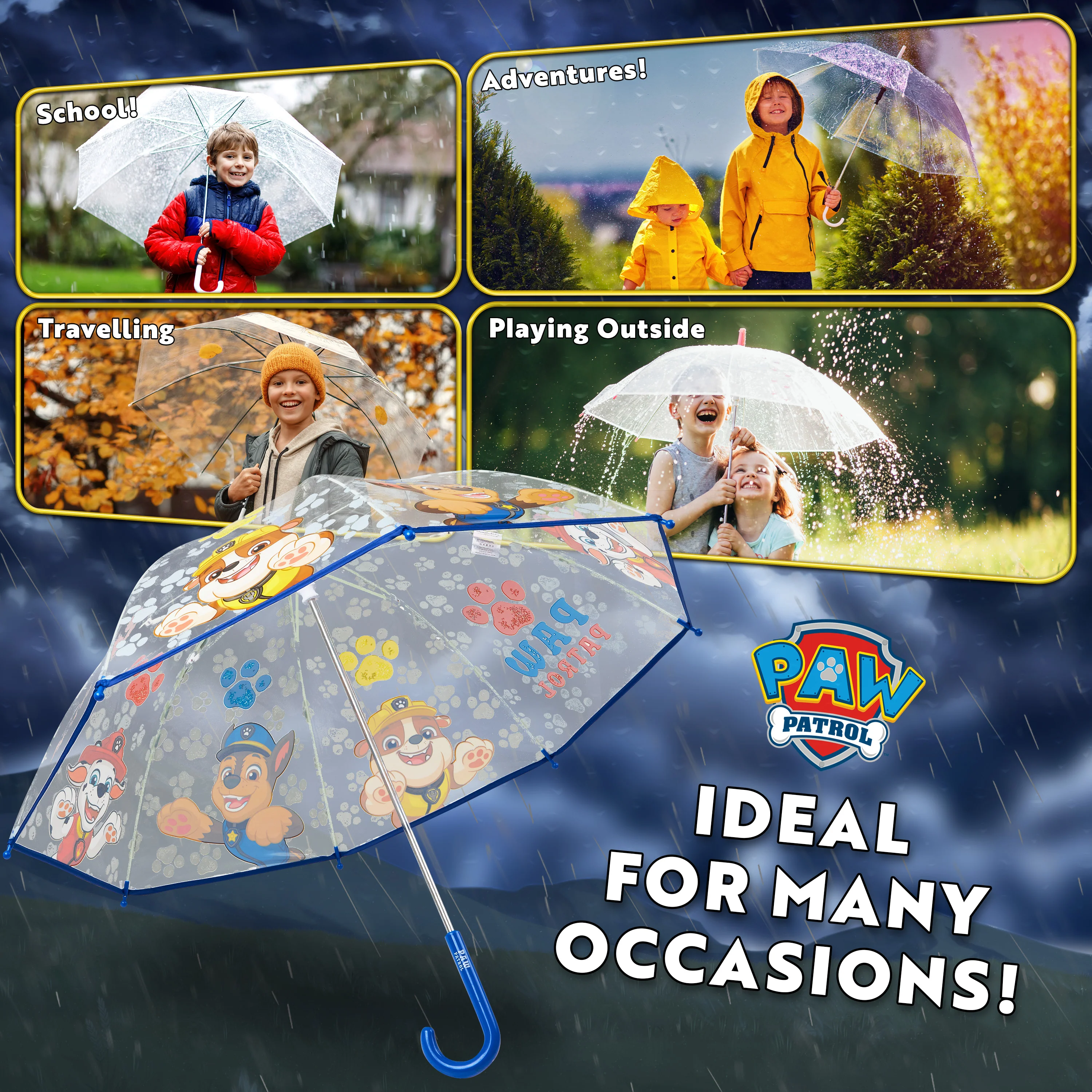 Paw Patrol Umbrella with Clear Dome - Lightweight Kids Travel Accessories - Image 4