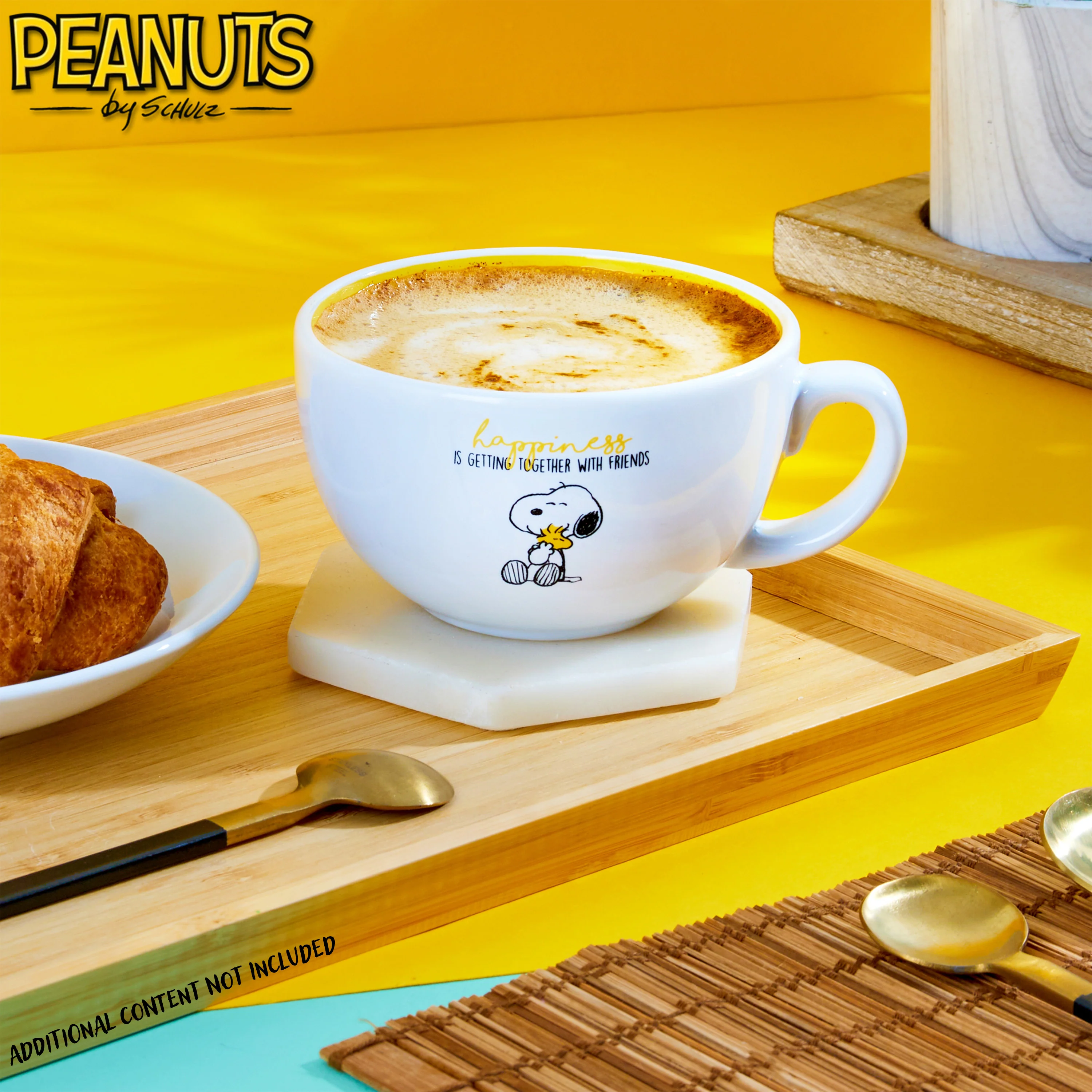 Peanuts Snoopy Coffee Cup Ceramic Mug Cute Cappuccino or Tea Cup for Women Teens Mum Wife Work Office Gifts for Women (White/Yellow Cappuccino, 340ml) - Image 2