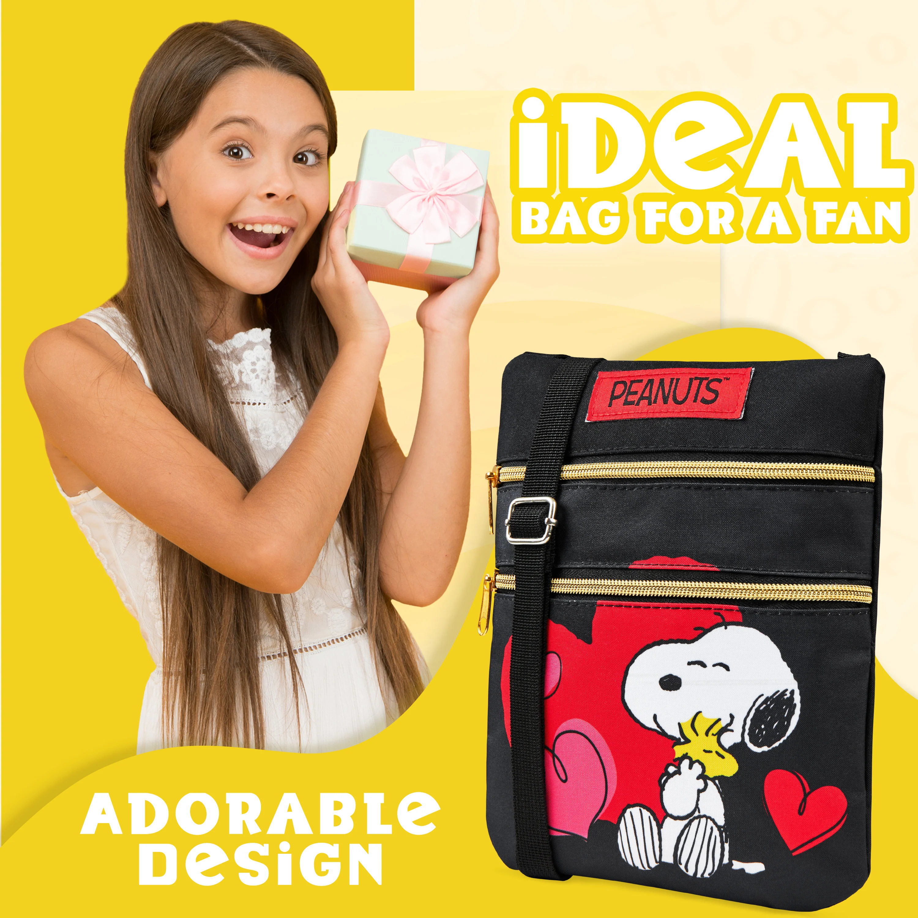 Peanuts Snoopy Crossbody Bag for Girls - Adjustable Strap 2 Pockets - Gifts for Girls - Image 3