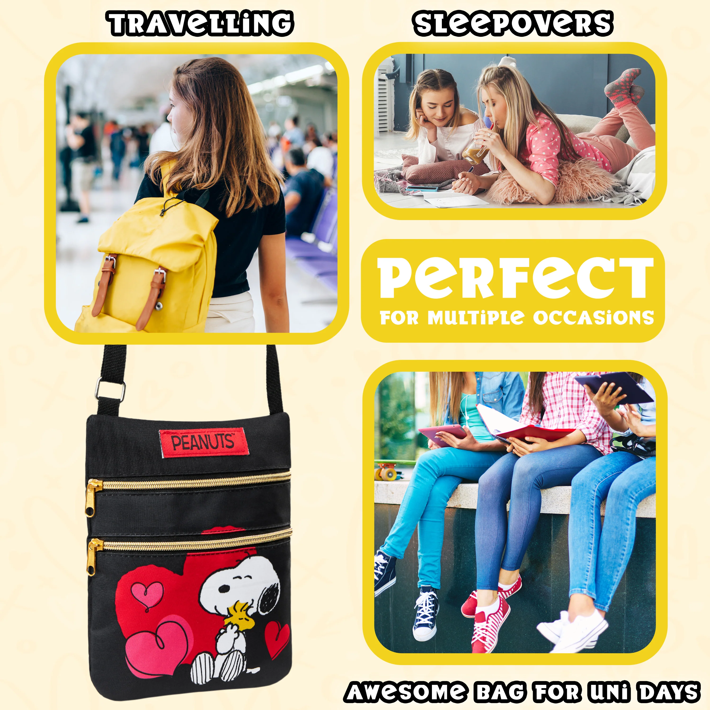 Peanuts Snoopy Crossbody Bag for Girls - Adjustable Strap 2 Pockets - Gifts for Girls - Image 4