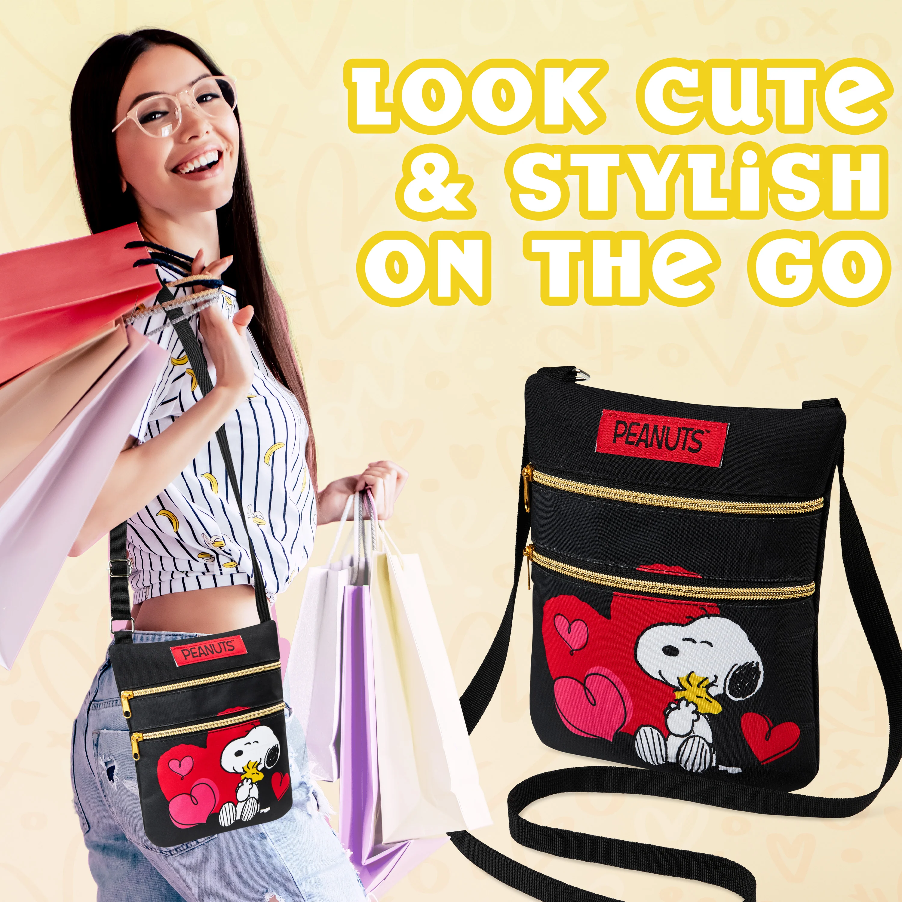 Peanuts Snoopy Crossbody Bag for Girls - Adjustable Strap 2 Pockets - Gifts for Girls - Image 5