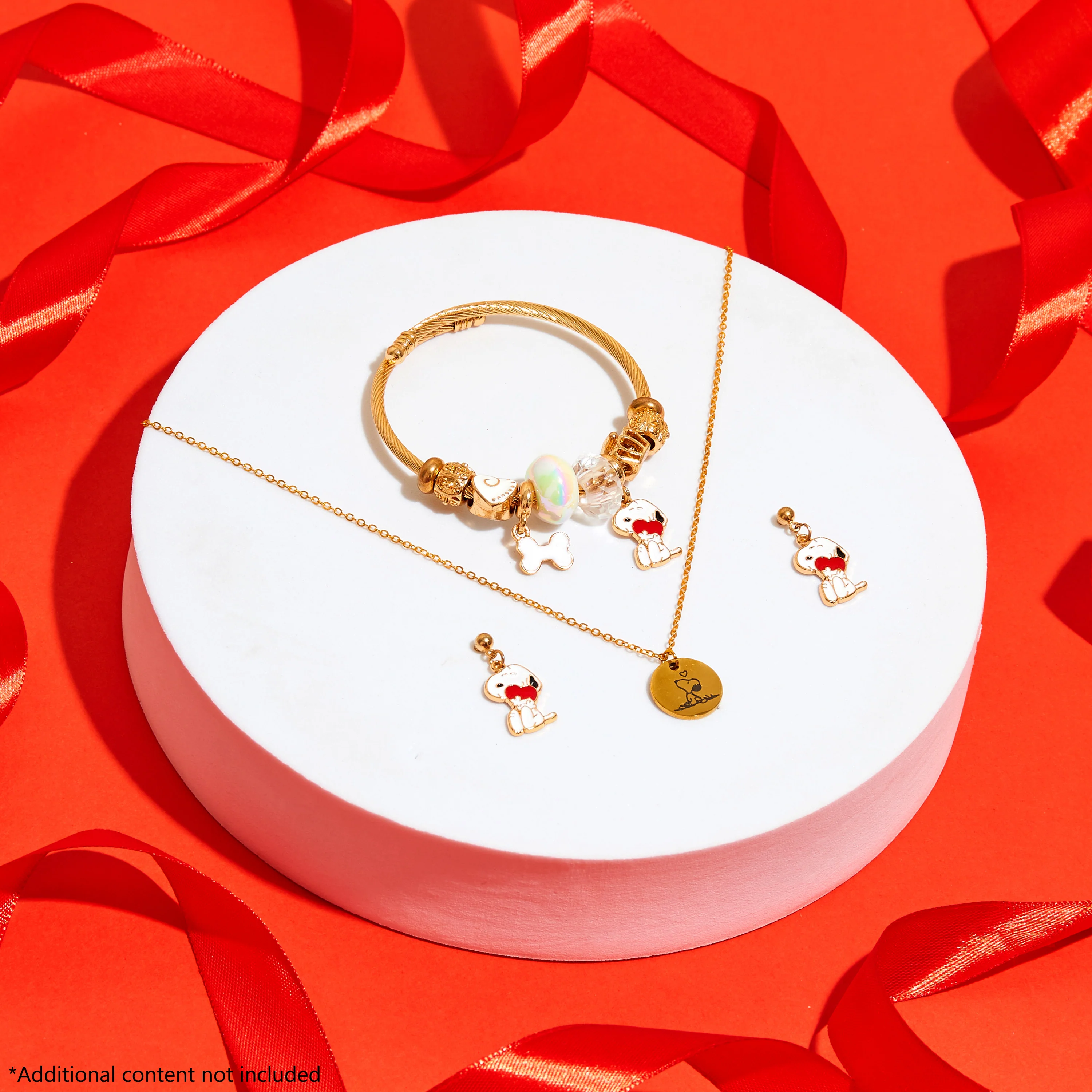 Peanuts Snoopy Girls Jewellery Set 3 Pcs Necklace Earrings Bracelet, Girls Gifts - Image 2