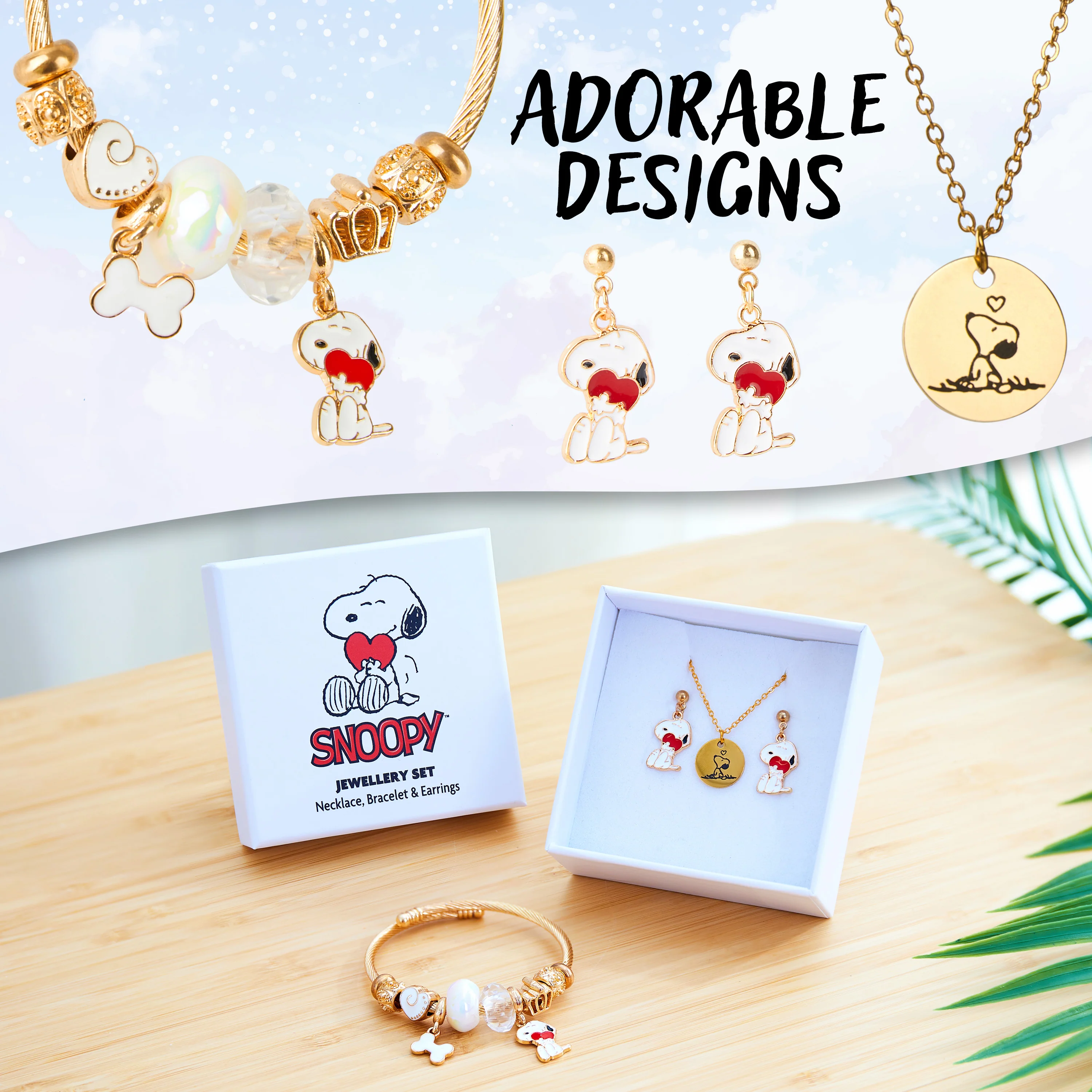 Peanuts Snoopy Girls Jewellery Set 3 Pcs Necklace Earrings Bracelet, Girls Gifts - Image 4
