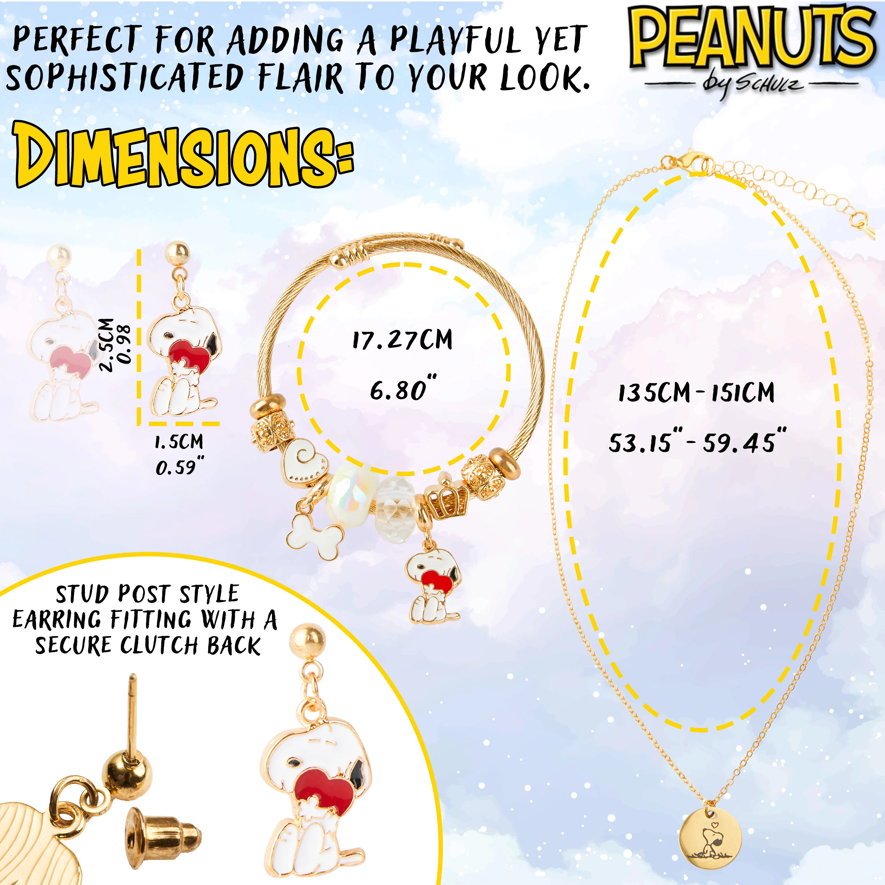 Peanuts Snoopy Girls Jewellery Set 3 Pcs Necklace Earrings Bracelet, Girls Gifts - Image 6