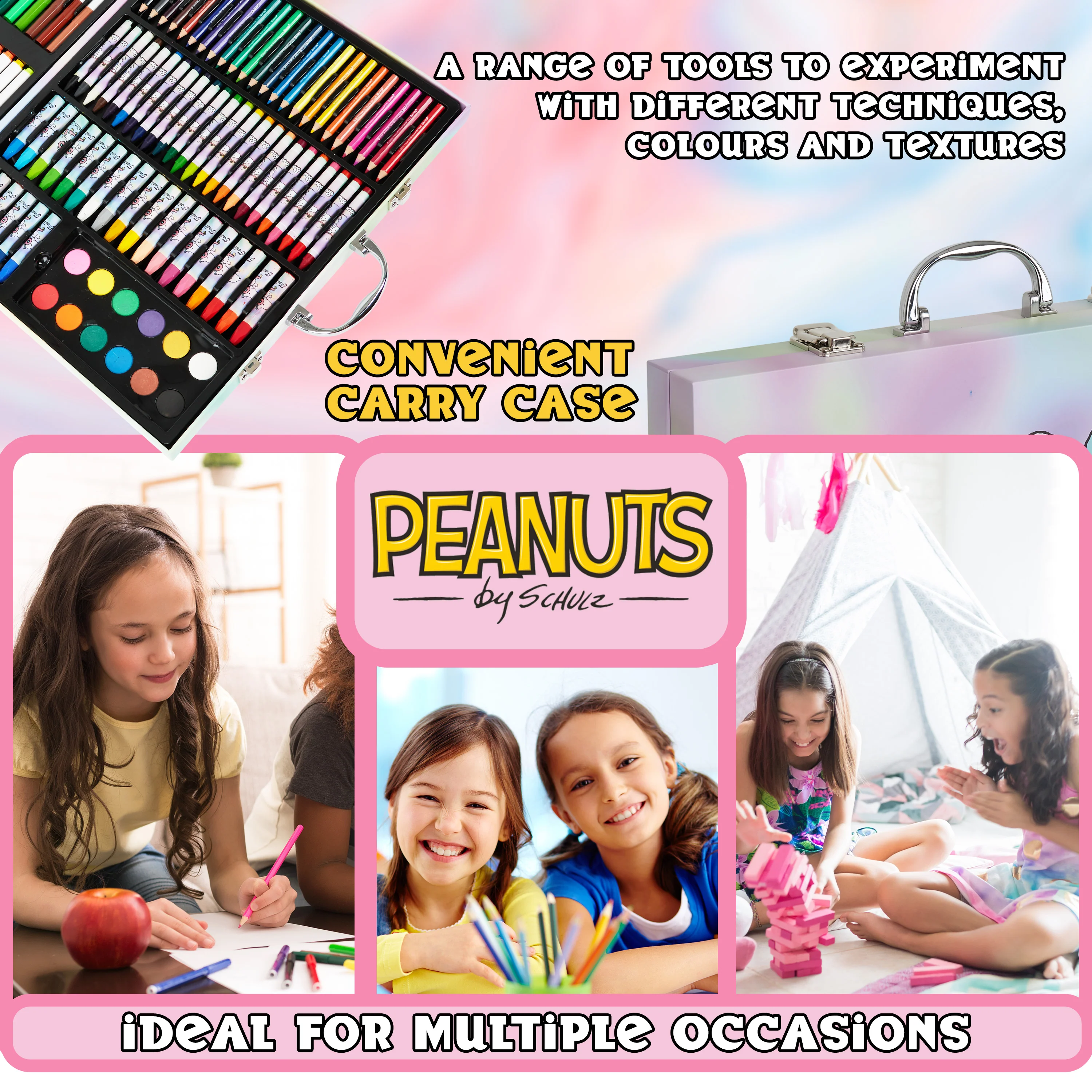 Peanuts Snoopy Kids Colouring Set 140 Plus Pieces Travel Art Supplies Kids Gifts - Image 5