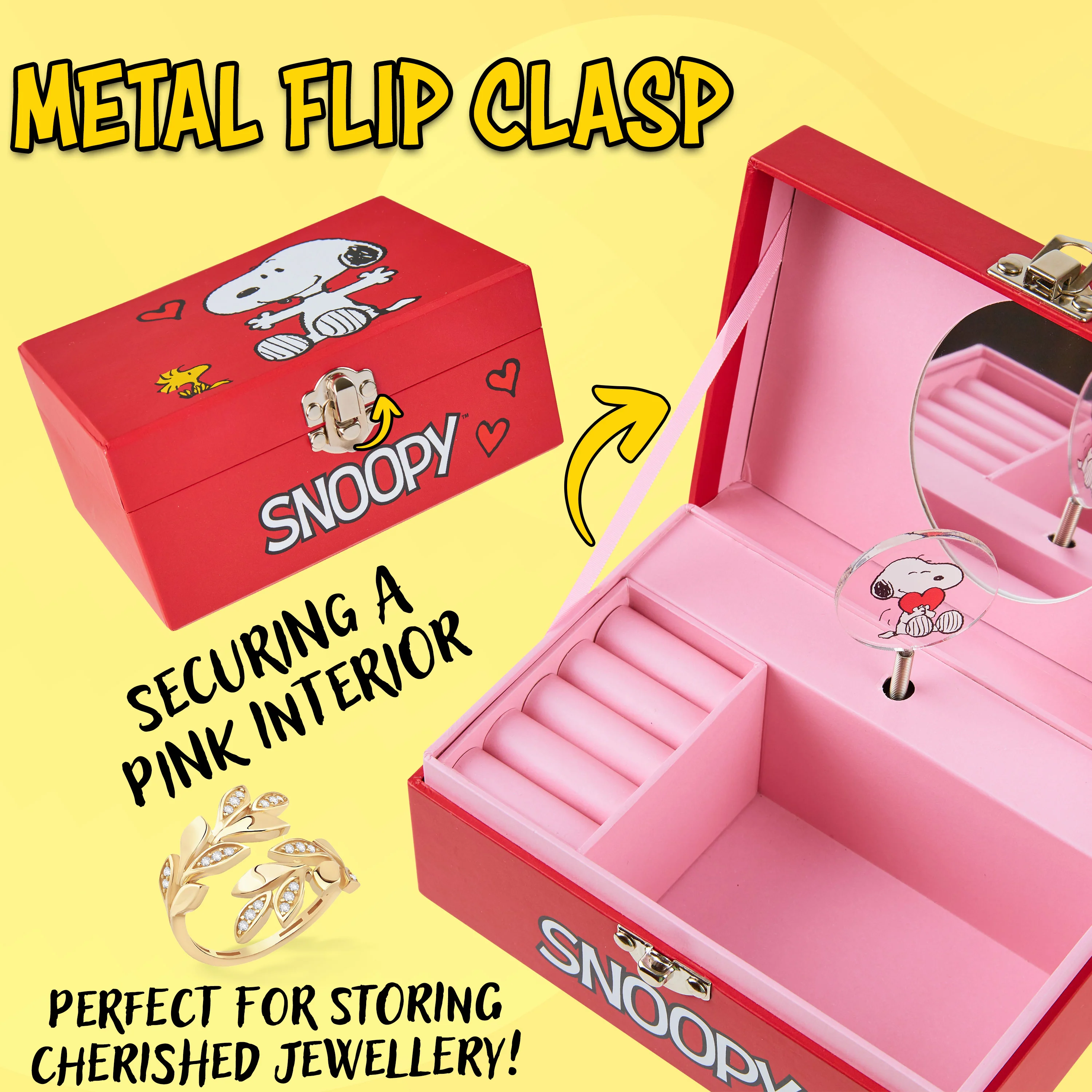 Peanuts Snoopy Musical Jewellery Box for Girls with Compartments - Girls Gifts - Image 5