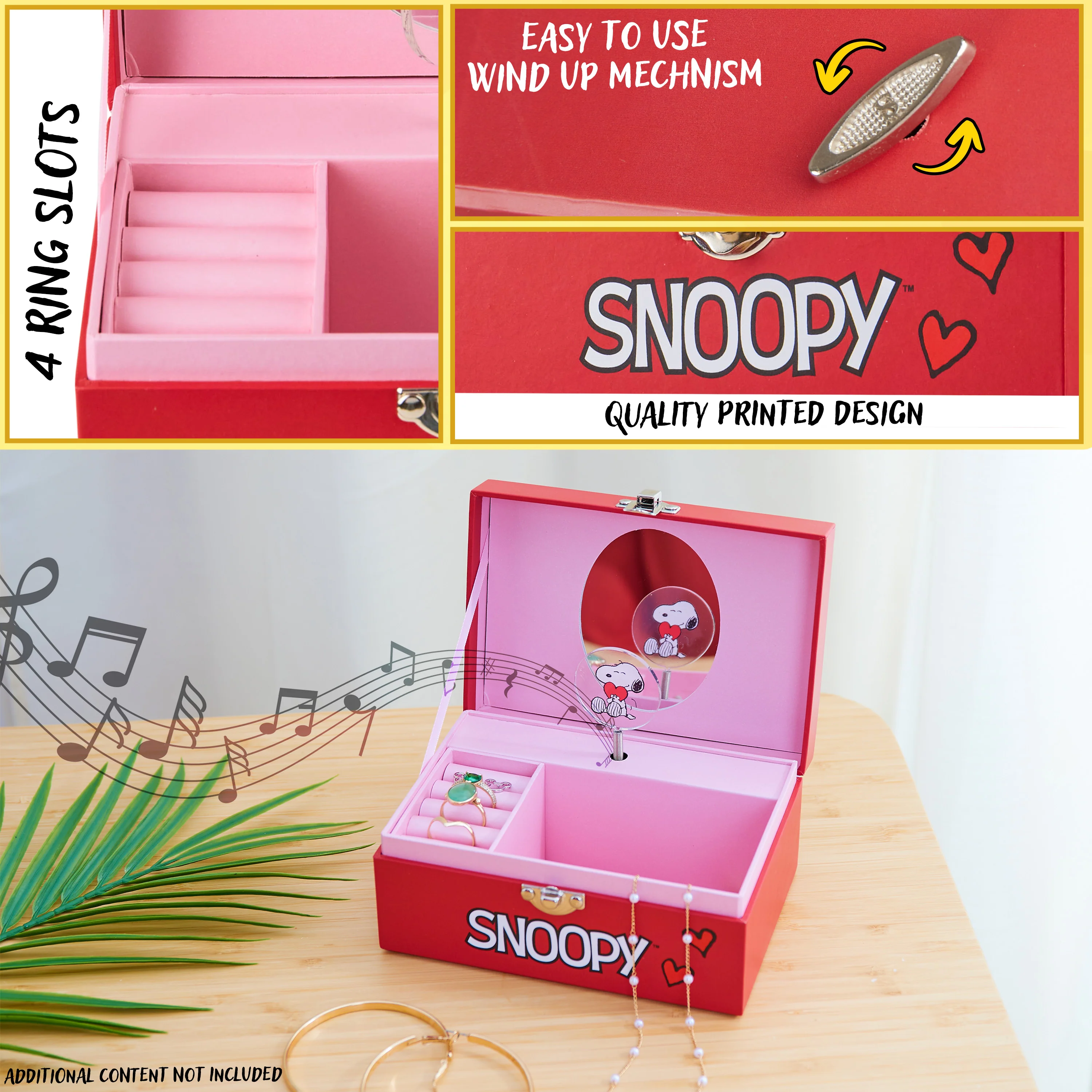 Peanuts Snoopy Musical Jewellery Box for Girls with Compartments - Girls Gifts - Image 6