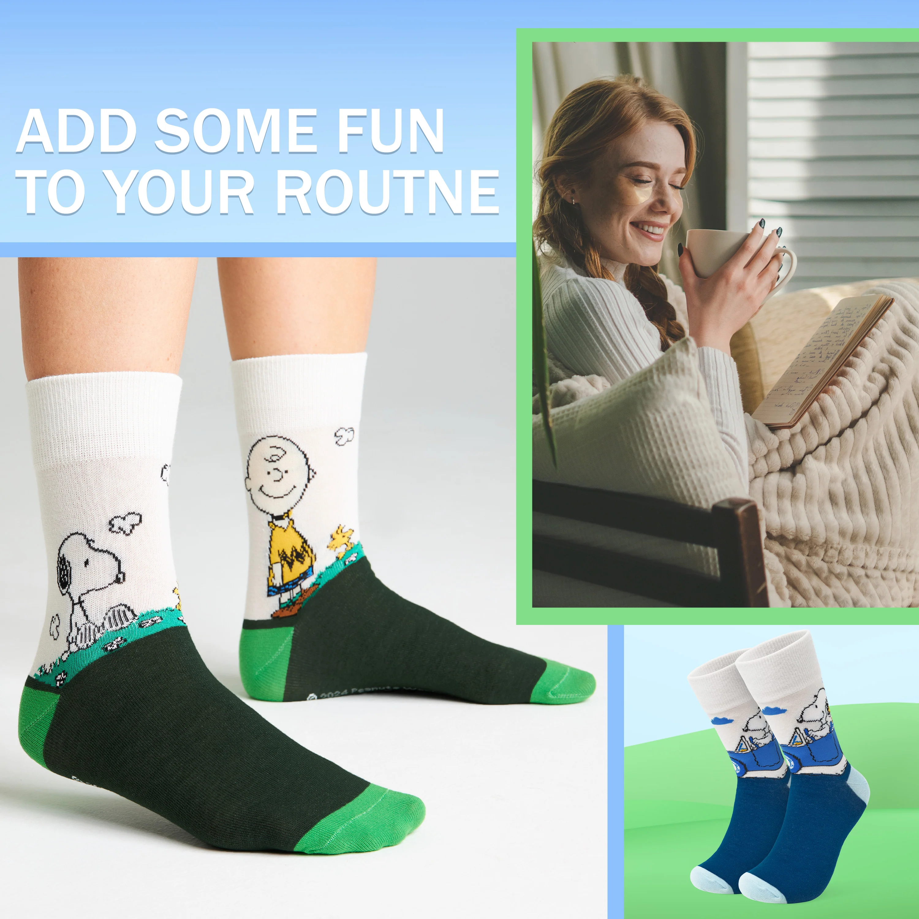 Peanuts Snoopy Womens Calf Socks, Soft Breathable Funny Pack of 6 - Gifts for Women - Image 3