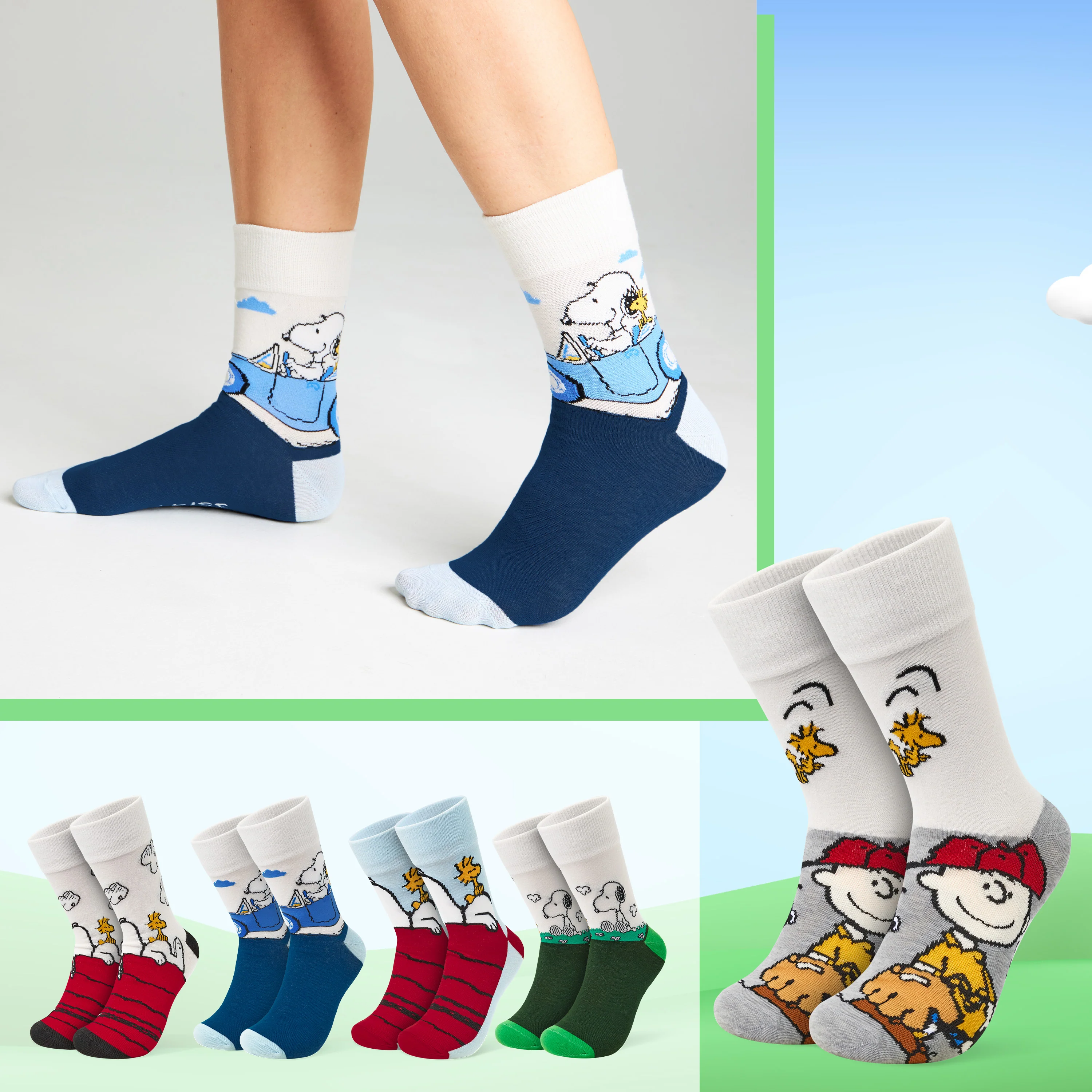 Peanuts Snoopy Womens Calf Socks, Soft Breathable Funny Pack of 6 - Gifts for Women - Image 5