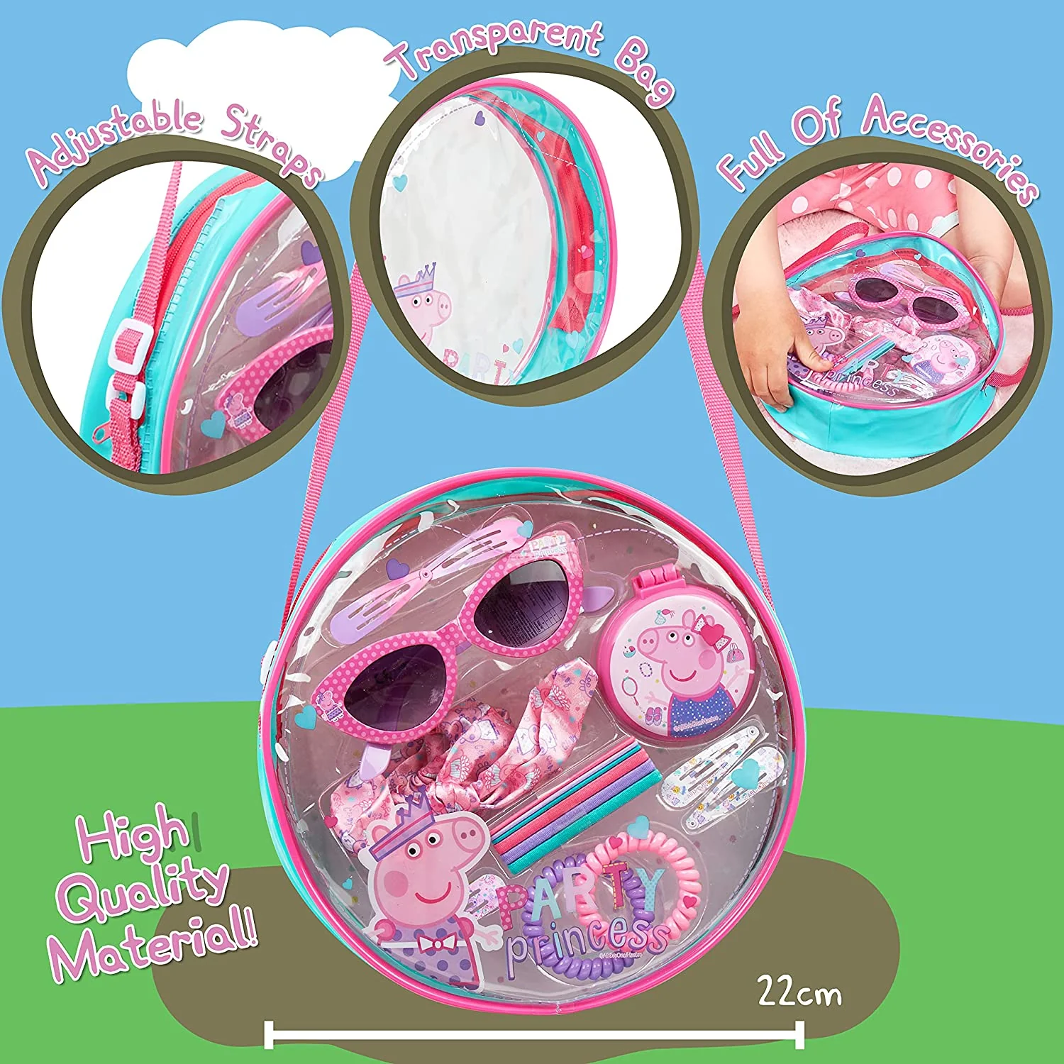 Peppa Pig Girls Hair Accessories Gift Set, Party Princess Bag - Image 3