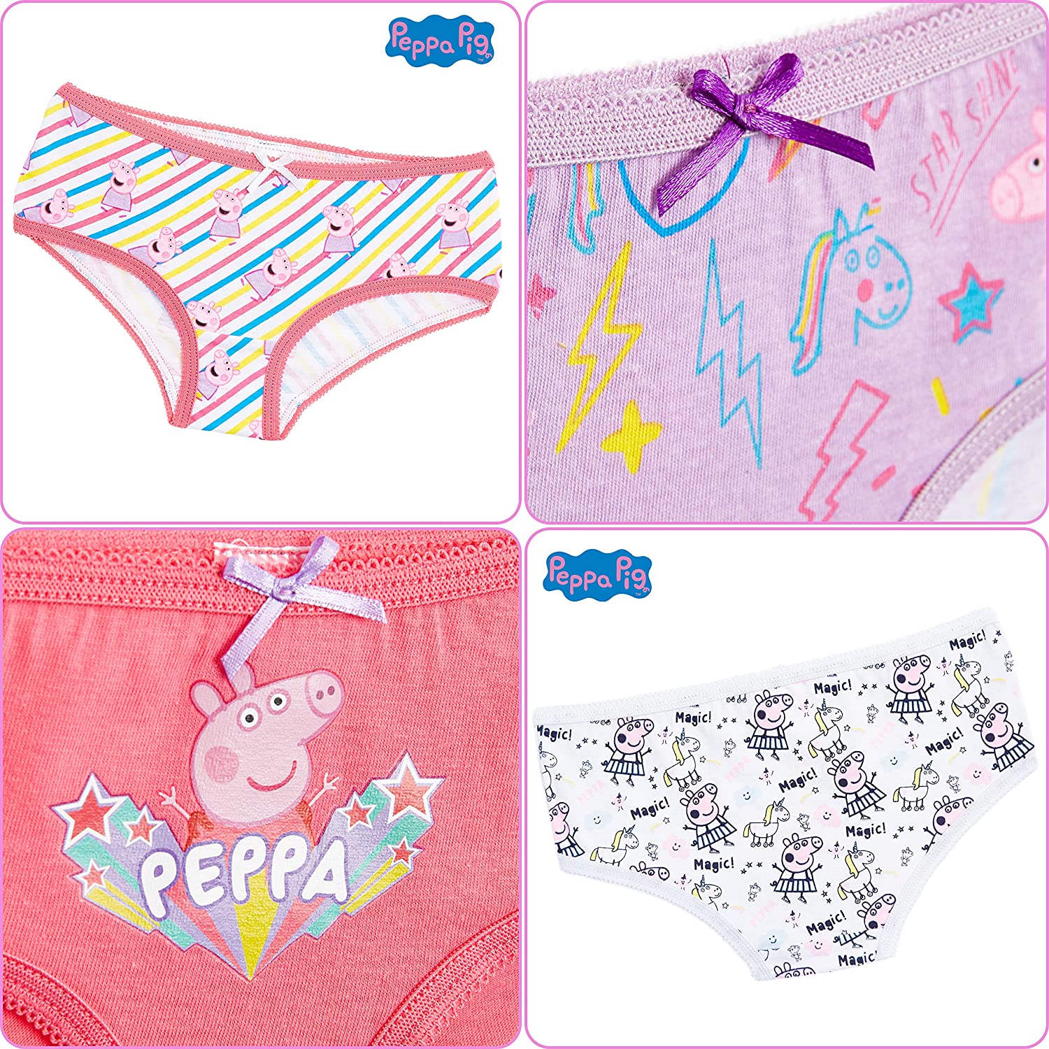 Peppa Pig Girls Knickers with Magical Unicorn Design - Image 3
