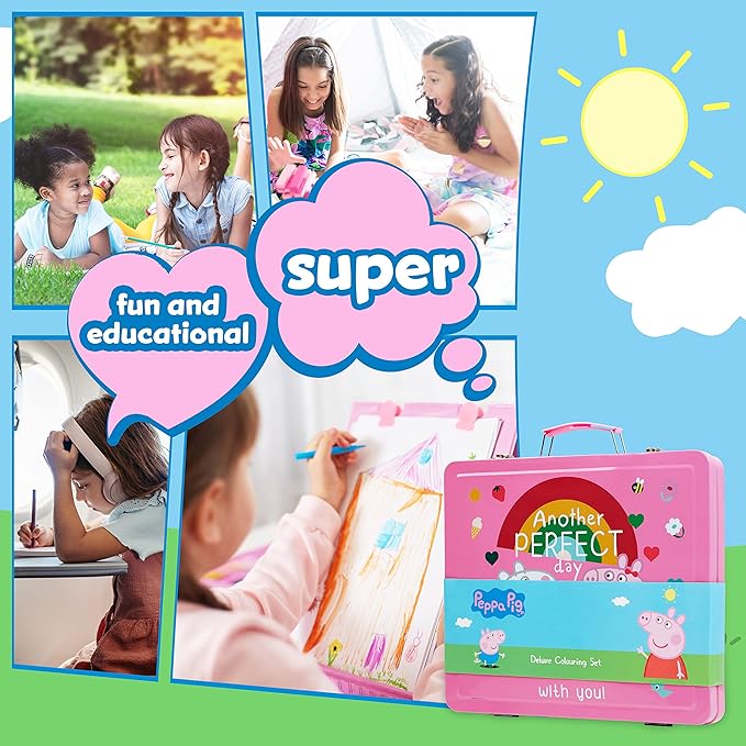 Peppa Pig Kids Art Set Crafts Drawing and Painting Sets for Children Travel Case 40 Plus Pieces - Image 2