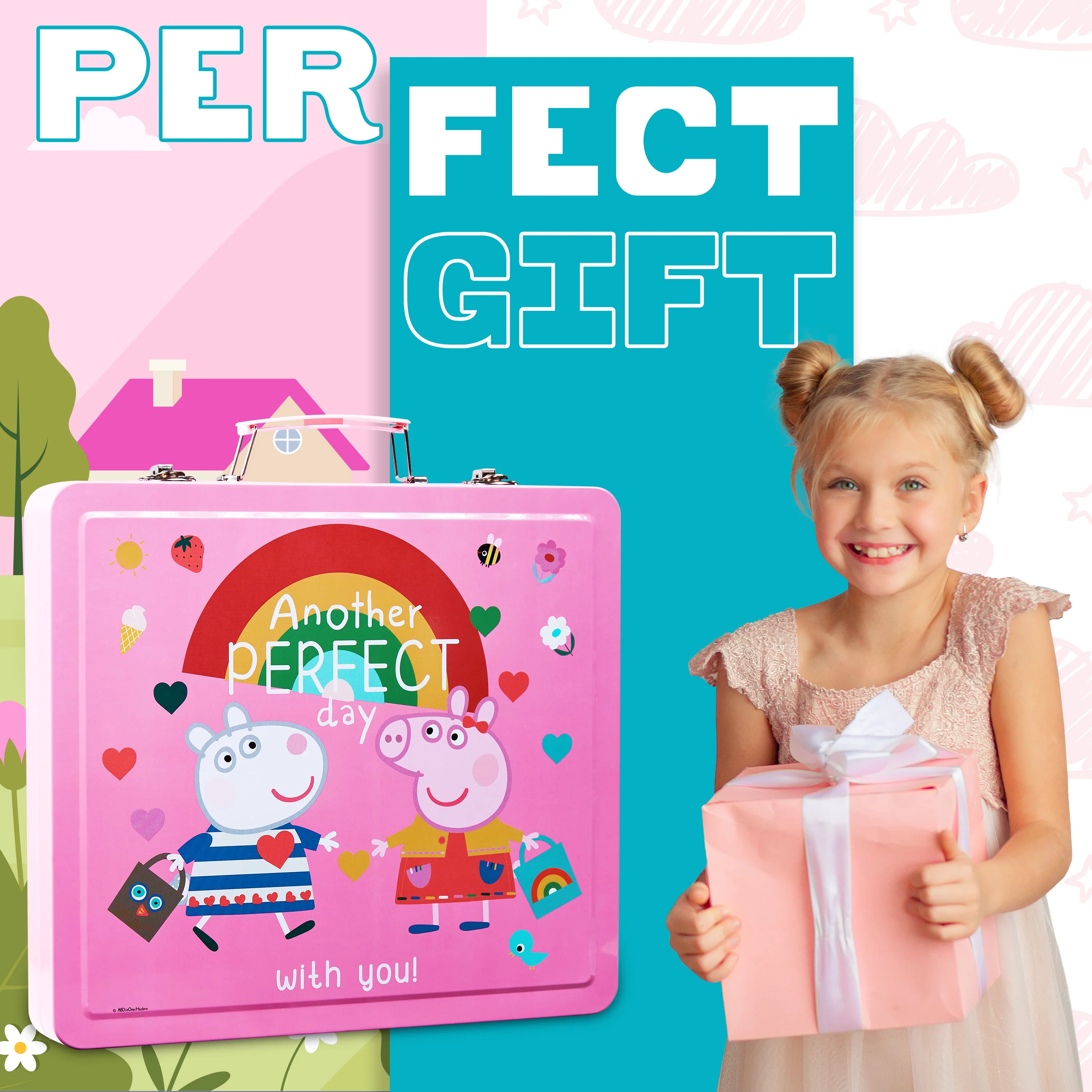 Peppa Pig Kids Art Set Crafts Drawing and Painting Sets for Children Travel Case 40 Plus Pieces Watercolour Paints Crayons Colouring Pencils Art Supplies Gifts for Girls (Pink) - Image 3