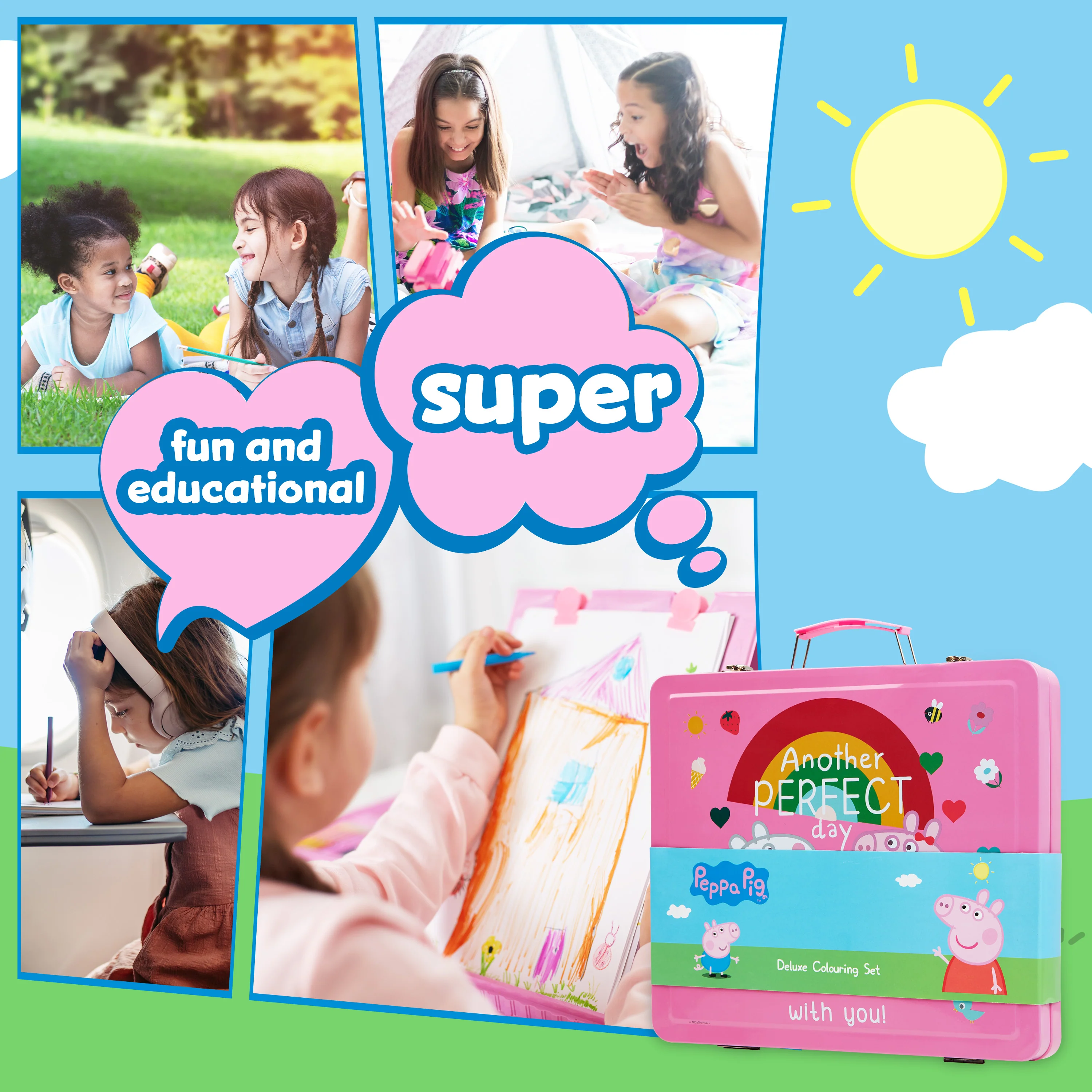 Peppa Pig Kids Art Set Crafts Drawing and Painting Sets for Children Travel Case 40 Plus Pieces Watercolour Paints Crayons Colouring Pencils Art Supplies Gifts for Girls (Pink) - Image 5