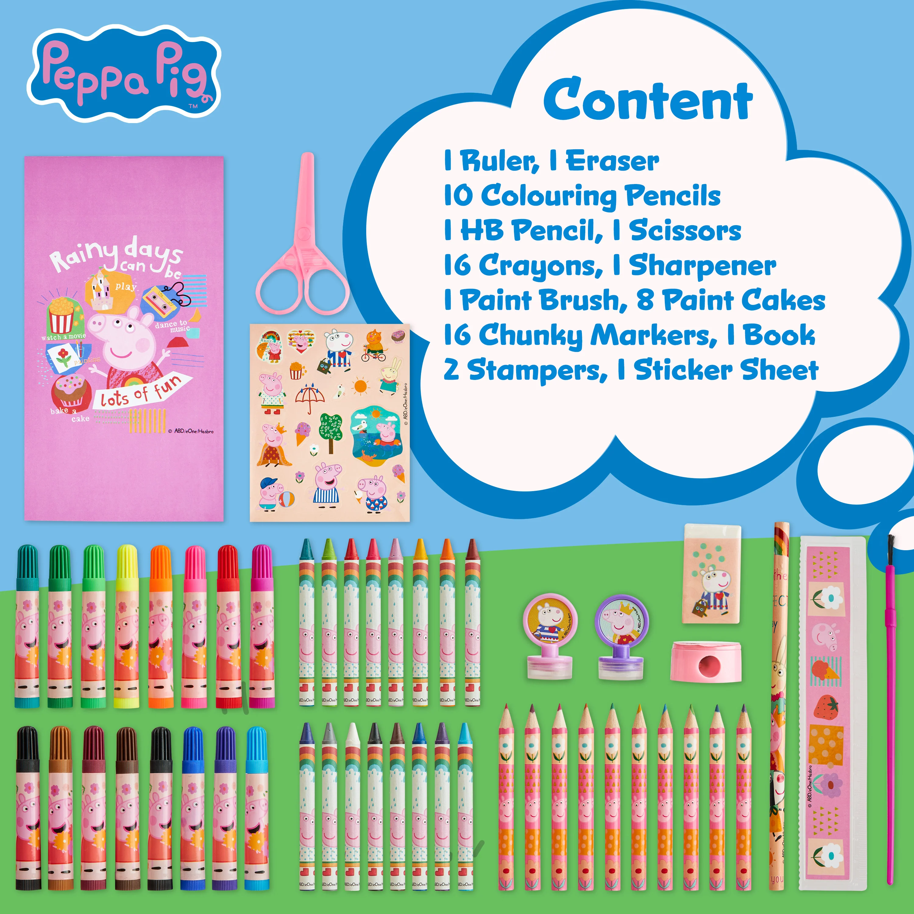 Peppa Pig Kids Art Set Crafts Drawing and Painting Sets for Children Travel Case 40 Plus Pieces Watercolour Paints Crayons Colouring Pencils Art Supplies Gifts for Girls (Pink) - Image 6