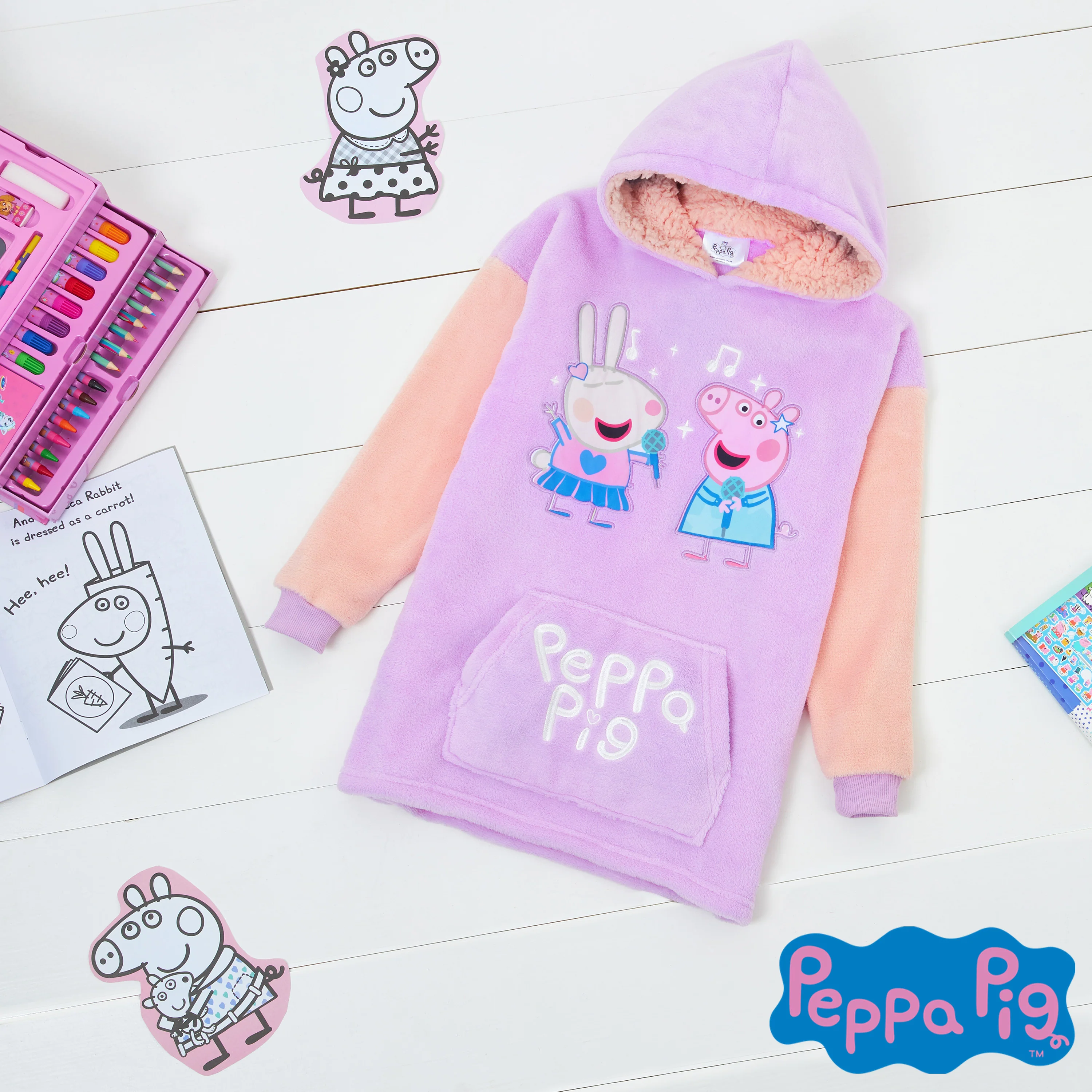Peppa Pig Oversized Hoodie Blanket for Kids, Gifts for Girls (Multi) - Image 2