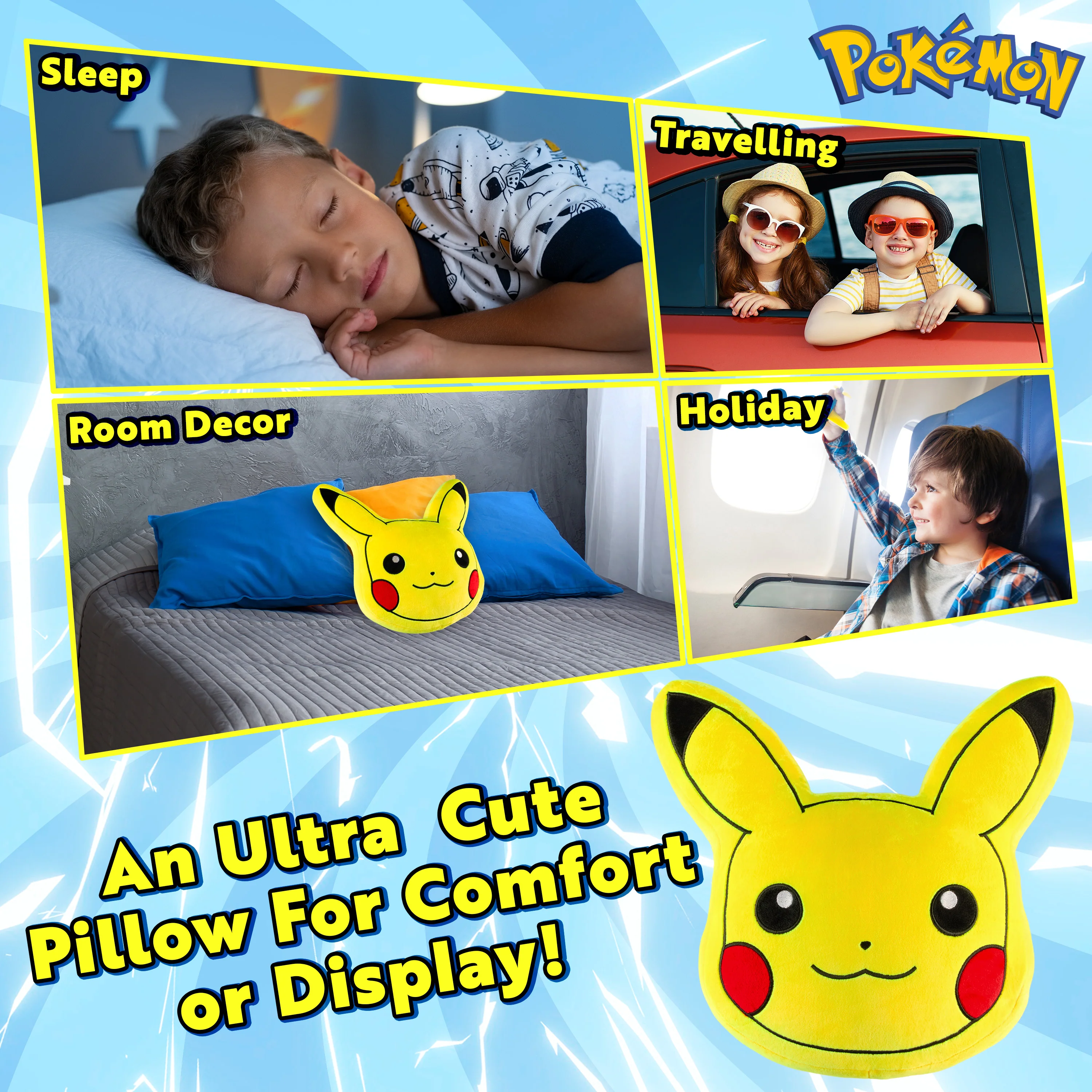 Pokemon 3D Pikachu Cushion Plush for Bed, Bedroom Accessories - Anime Gifts - Image 5
