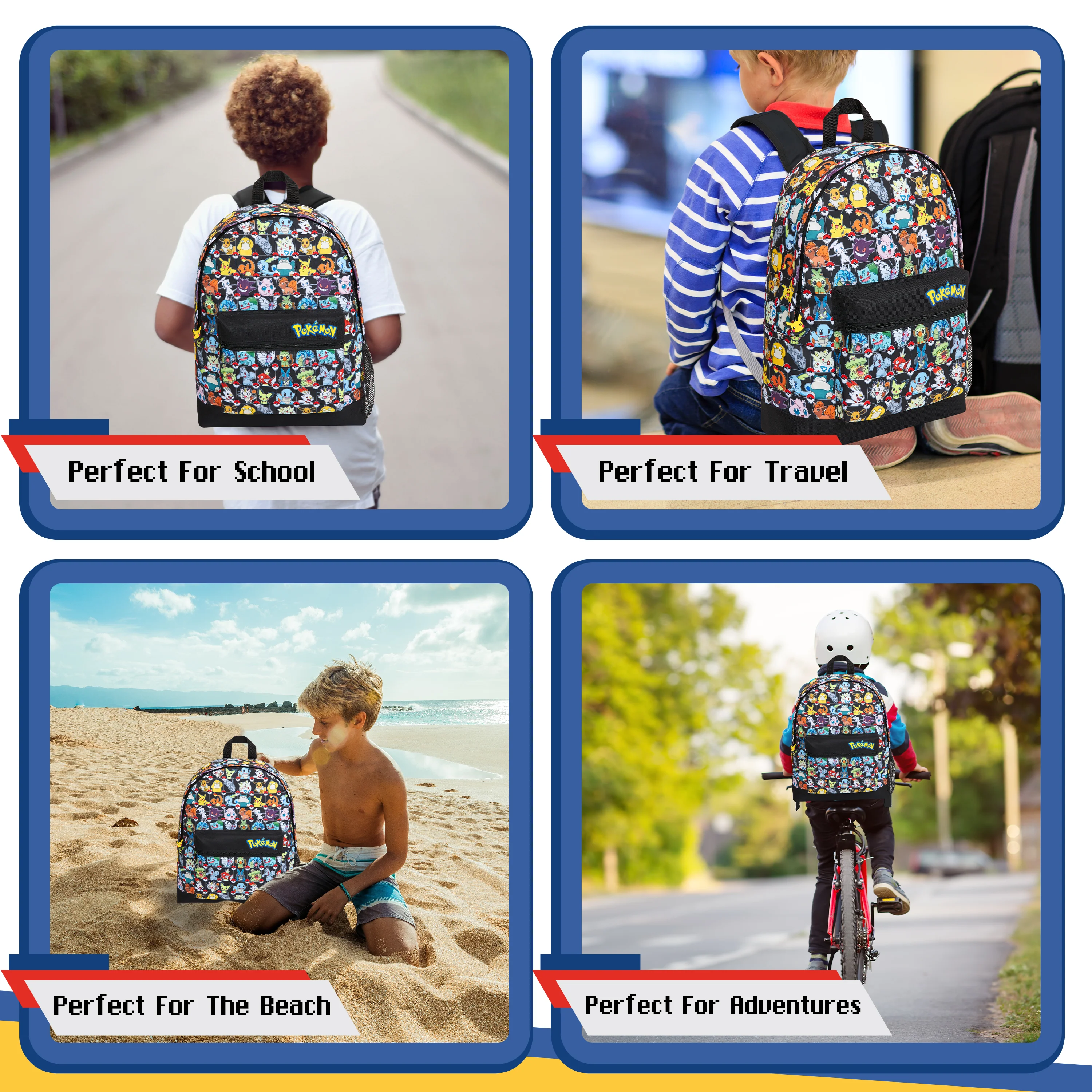Pokemon Backpack for Kids Teenagers Pikachu Rucksack School Bag with Zipped Pockets - Image 3