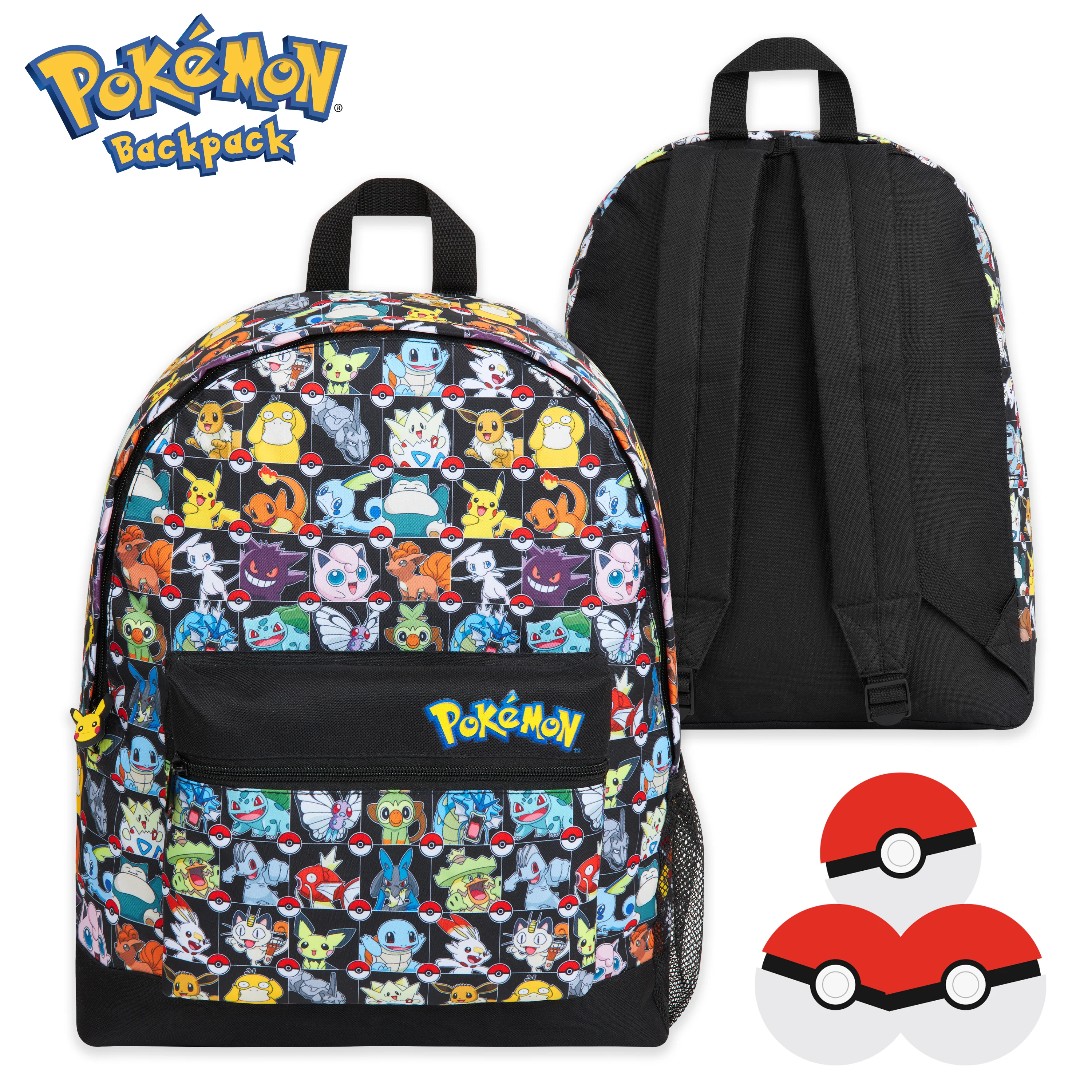 Pokemon Backpack for Kids Teenagers Pikachu Rucksack School Bag with Zipped Pockets - Image 4