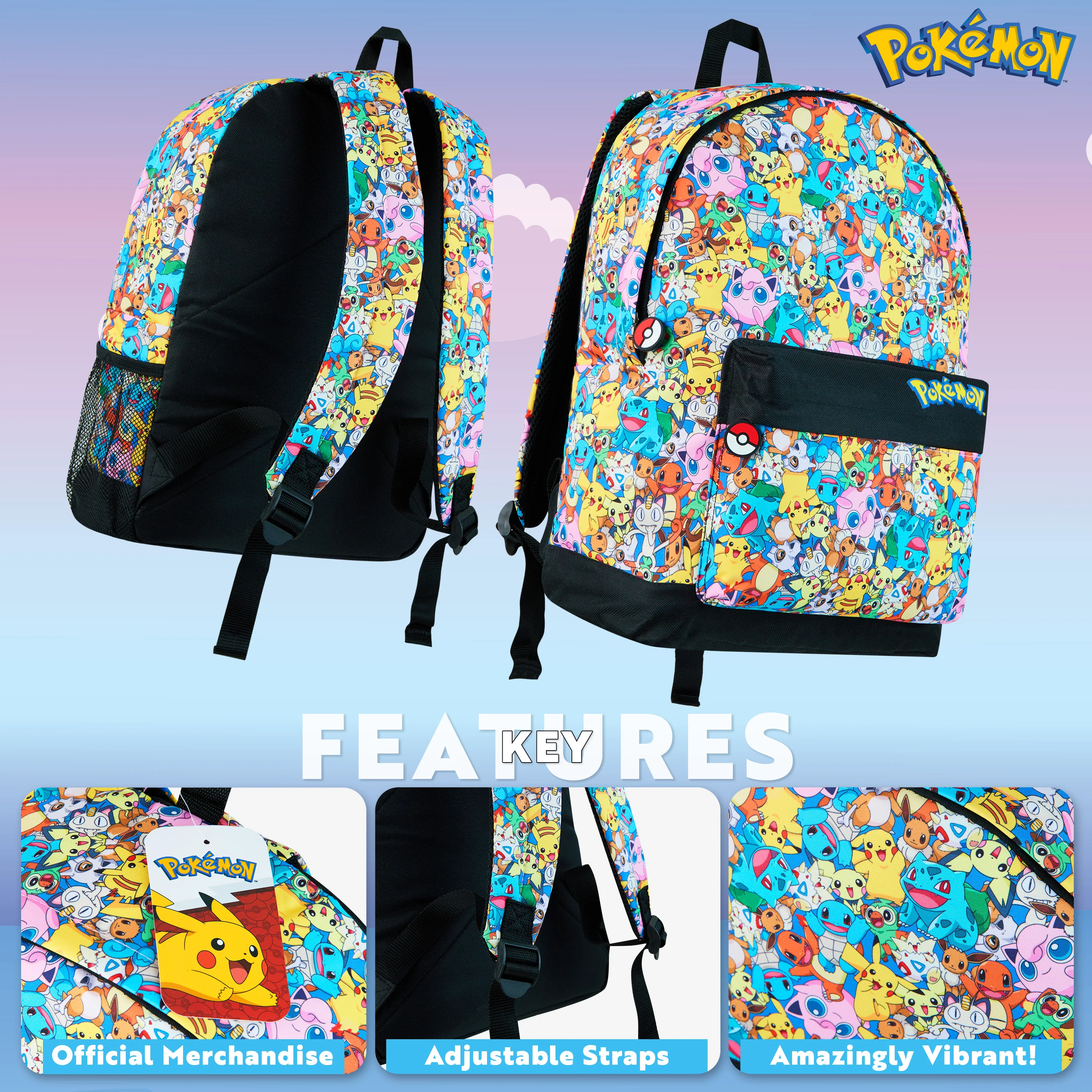 Pokemon Backpacks for Girls and Boys, All Over Print Pokemon Backpack - Image 3