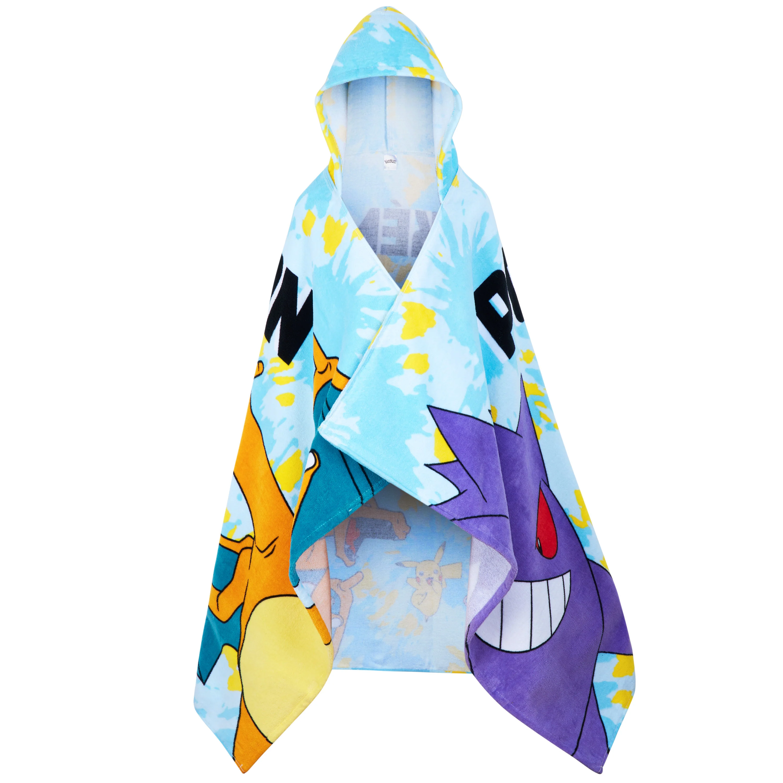 Pokemon Bath Towel with Hood for Kids Teenagers Anime Changing Robe Absorbent Cotton Poncho Towel for Swimming Bath Shower Beach Holiday Essentials (Blue, 6-14 Years)