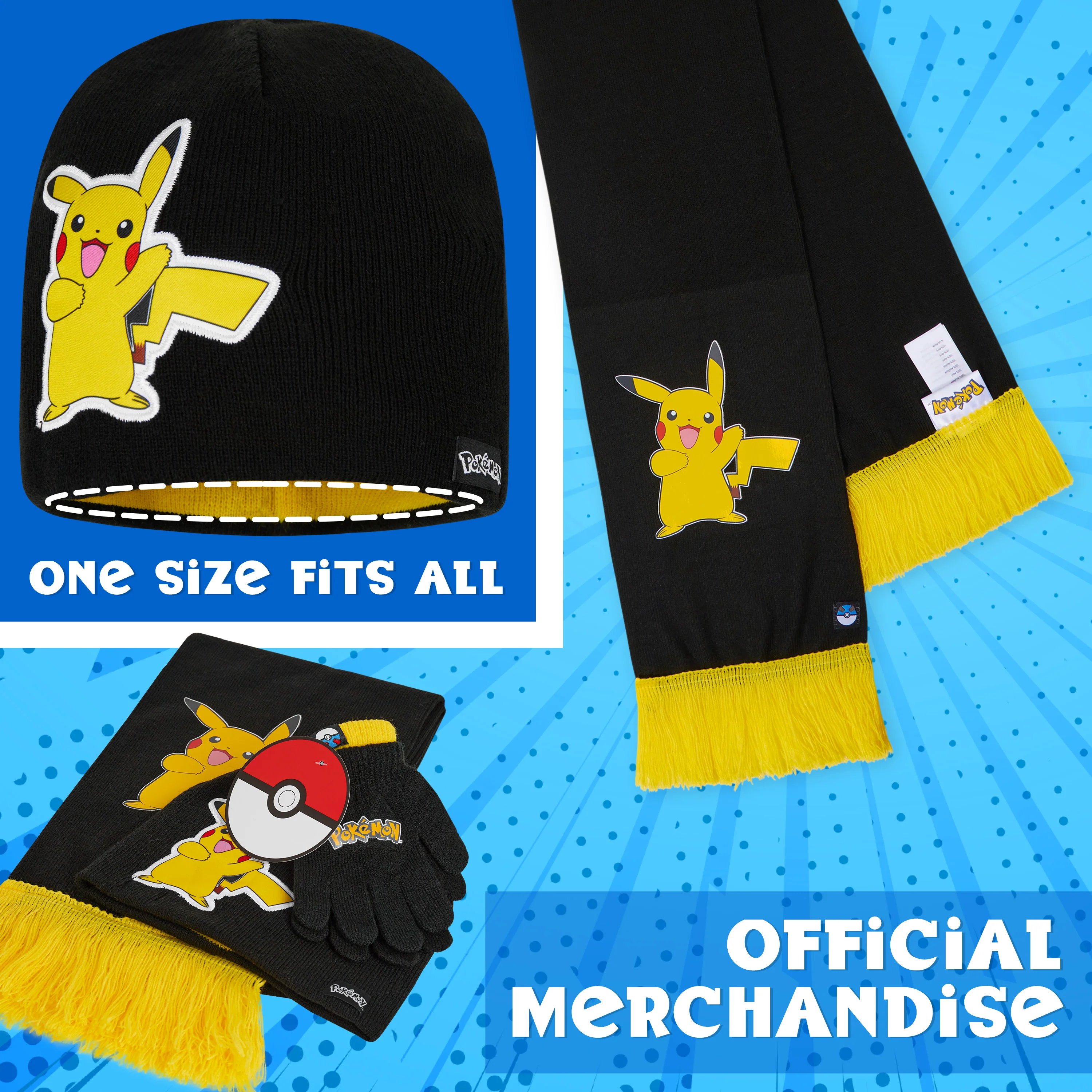Pokemon Beanie Hat Winter Gloves & Scarf Set Kids - Anime Gifts for Boys - Image 6