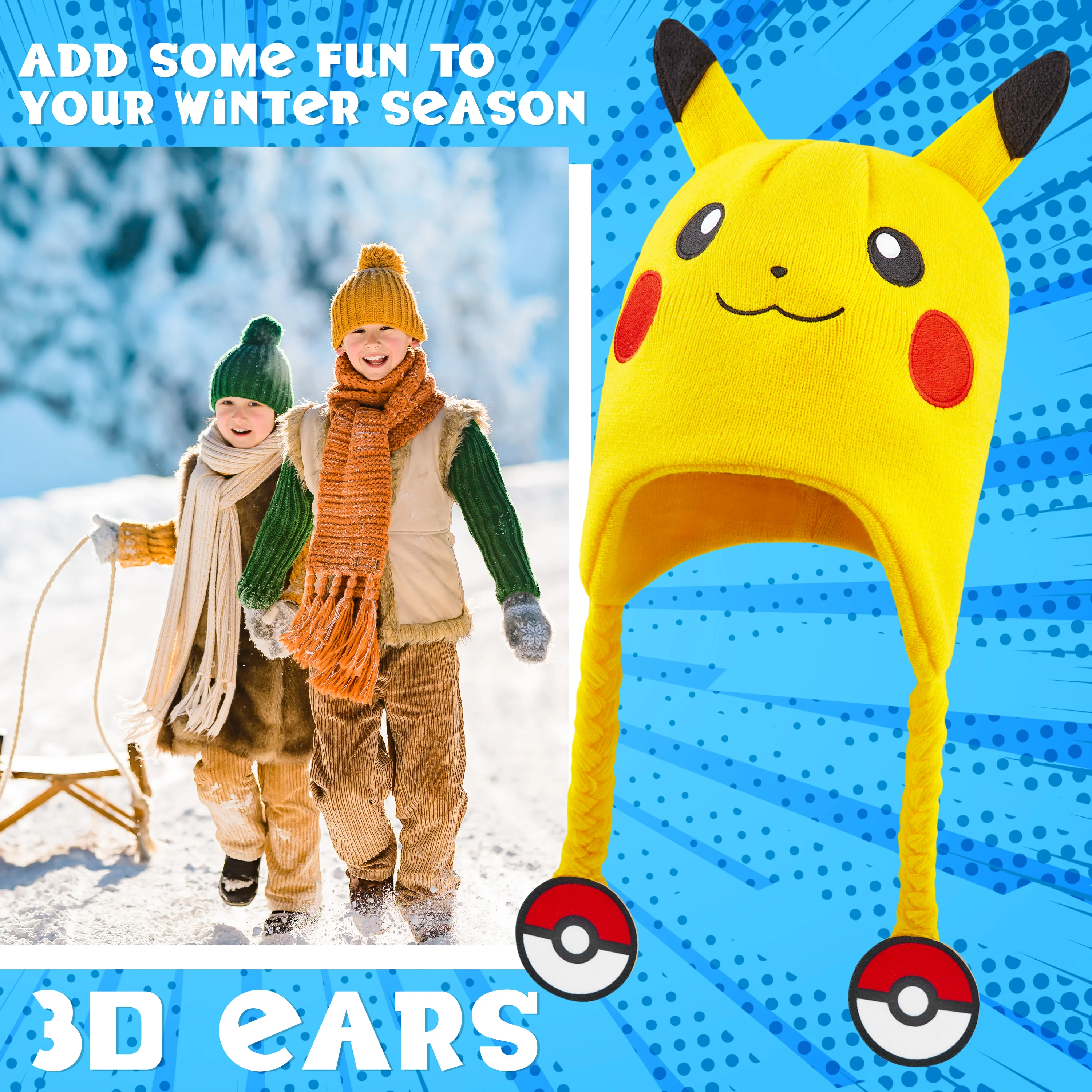 Pokemon Beanie Hat for Kids - Warm Cosy Knitted Winter Hats for Kids One Size - Anime Gifts for Kids - Image 2