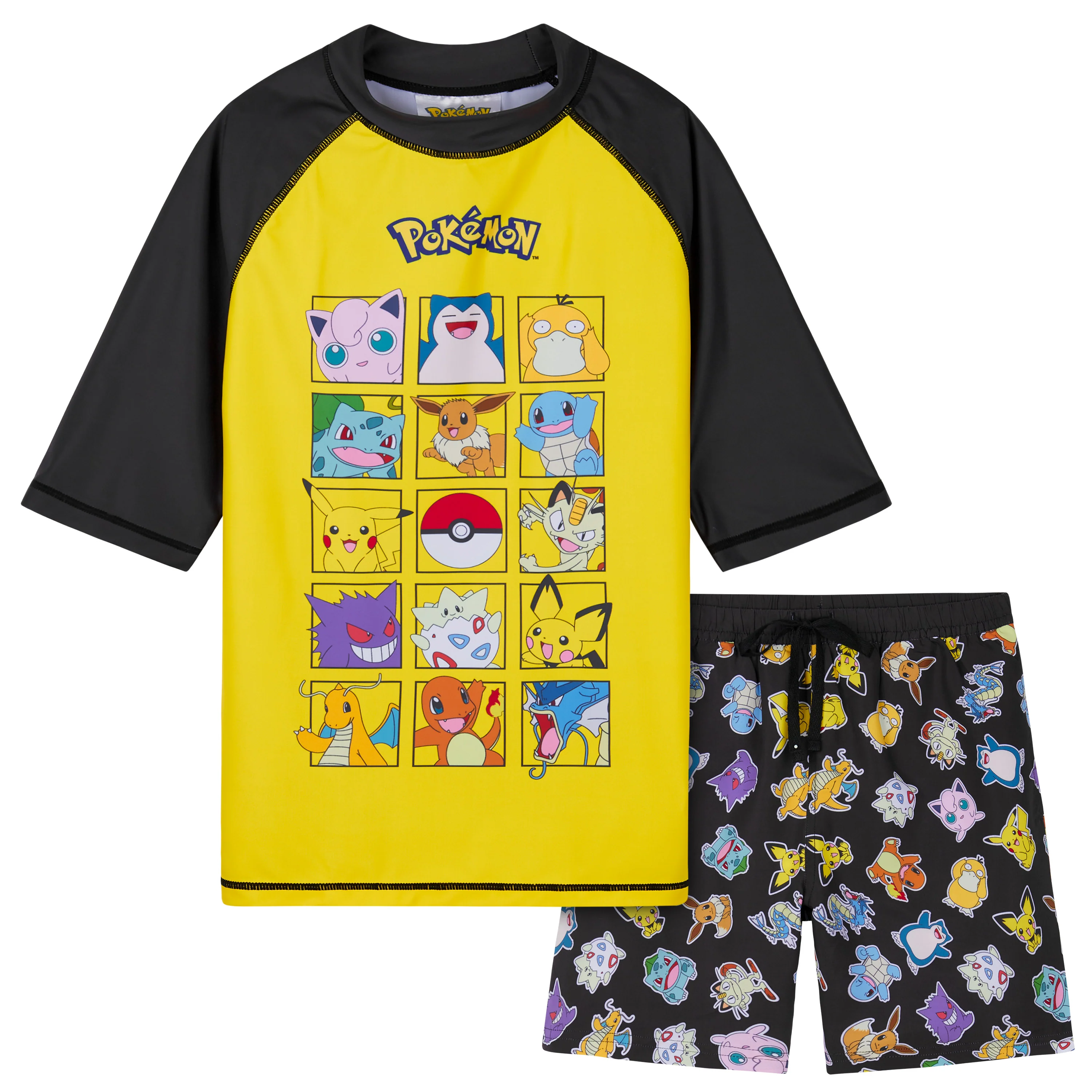 Pokemon Boys 2 Piece Swimwear Set, Swimming Top and Boys Swim Trunks