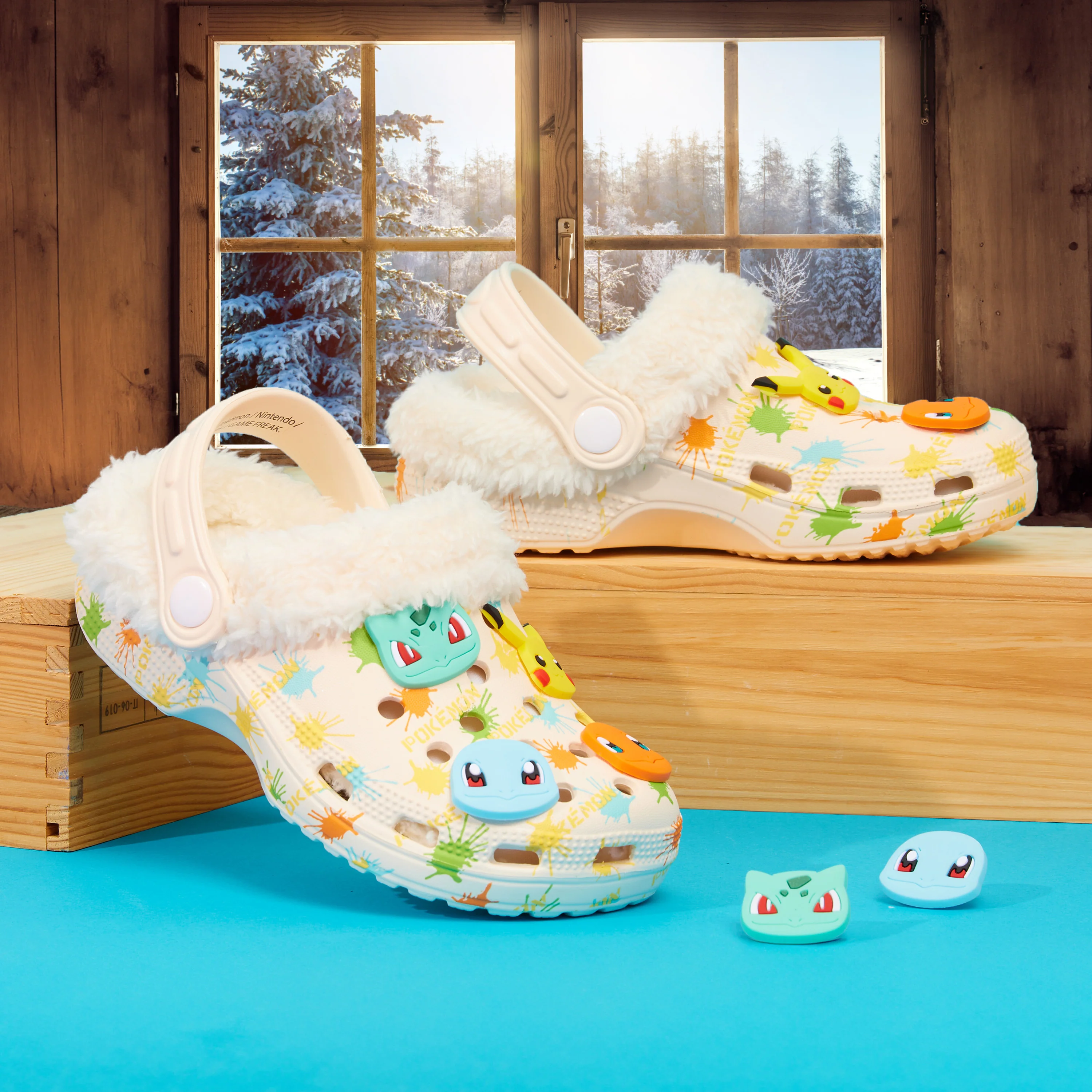 Pokemon Kids Clogs with Removable Fur Lining & Charms, Anime Gifts for Kids - Image 2