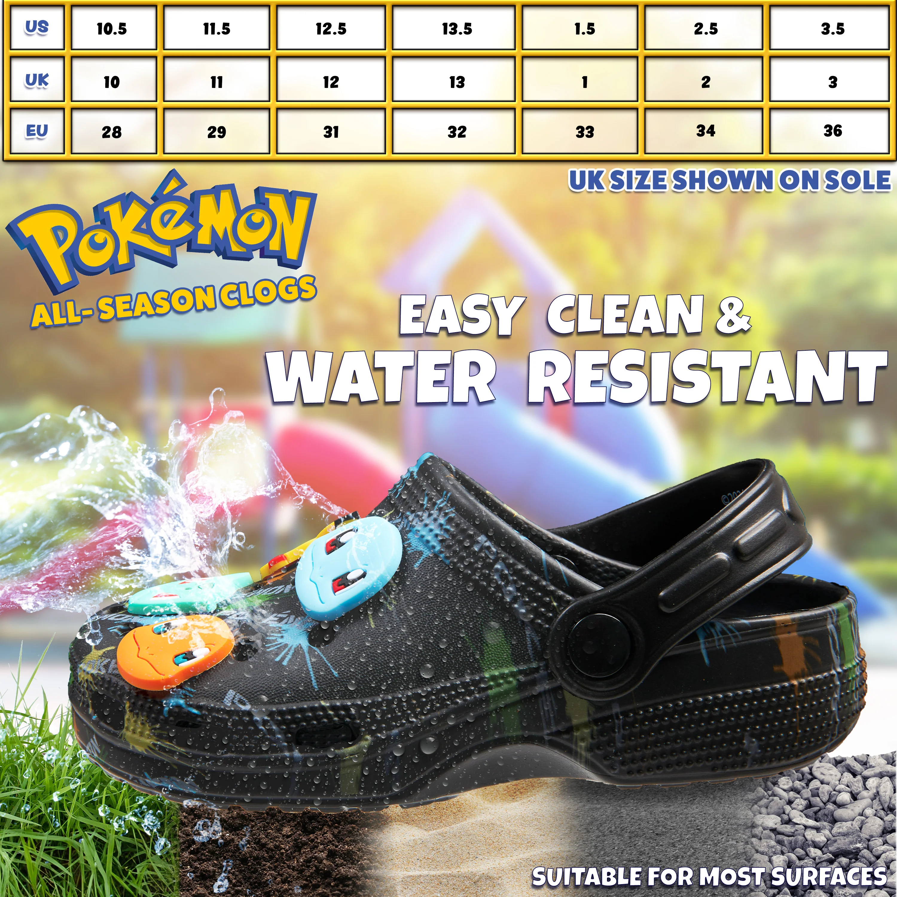 Pokemon Boys Clogs with Removable Fur Lining & Charms, Anime Gifts for Boys - Image 6