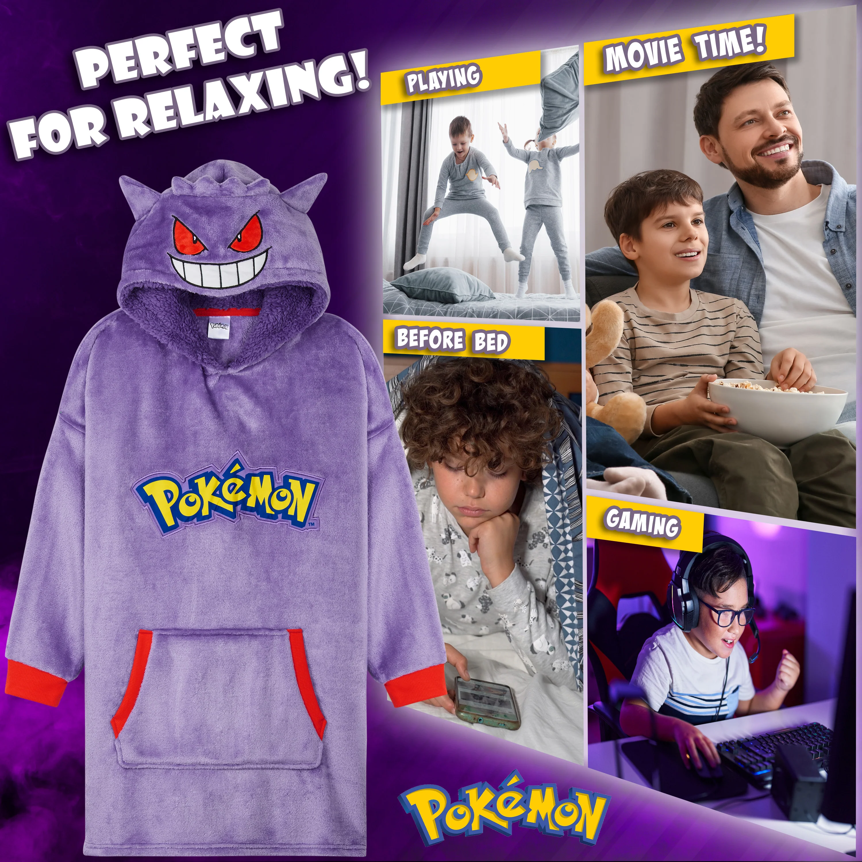 Pokemon Boys Oversized Fleece Hoodie with Sherpa-Lined Hood - Anime Gifts - Image 5