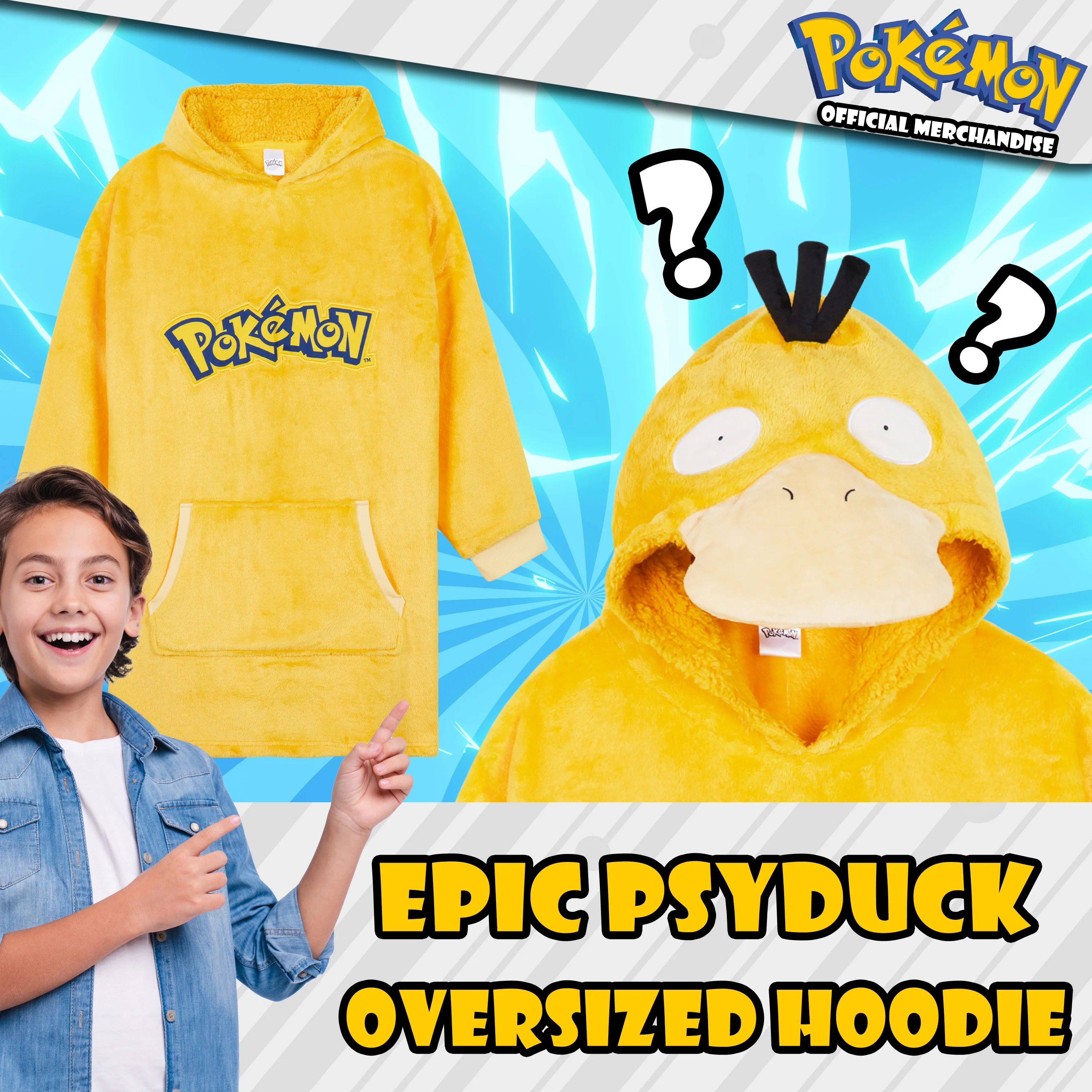 Pokemon Boys Oversized Fleece Hoodie with Sherpa-Lined Hood - Anime Gifts - Image 3