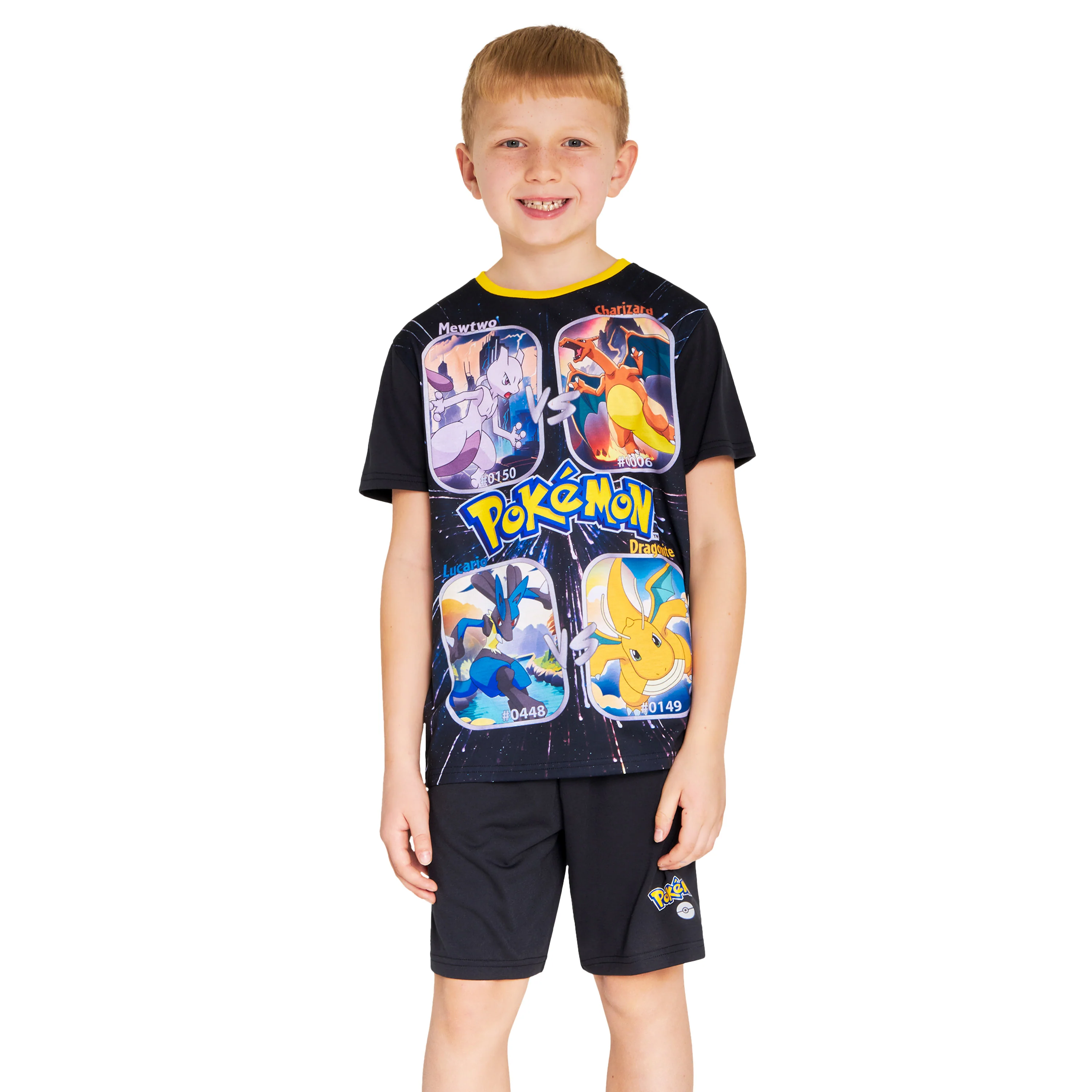 Pokemon Boys Short Pyjamas Set, Breathable Lounge Wear - Black/Yellow