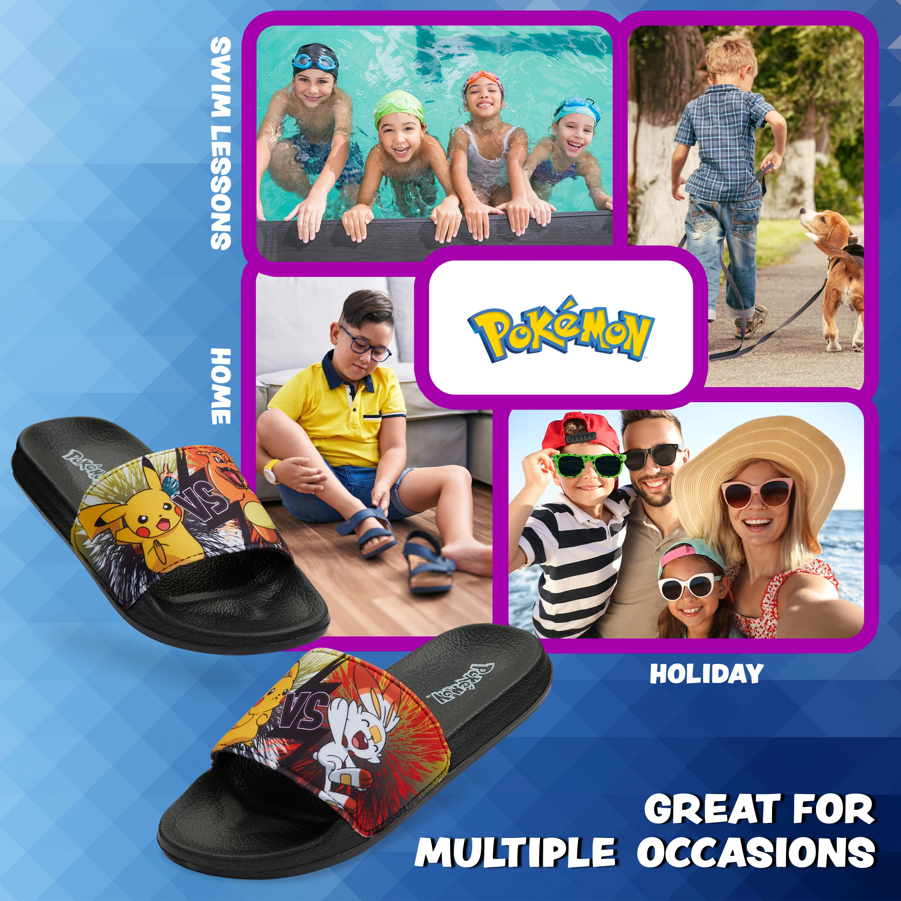 Pokemon Boys Sliders, Beach or Pool Shoes for Kids - Black/Orange - Image 5