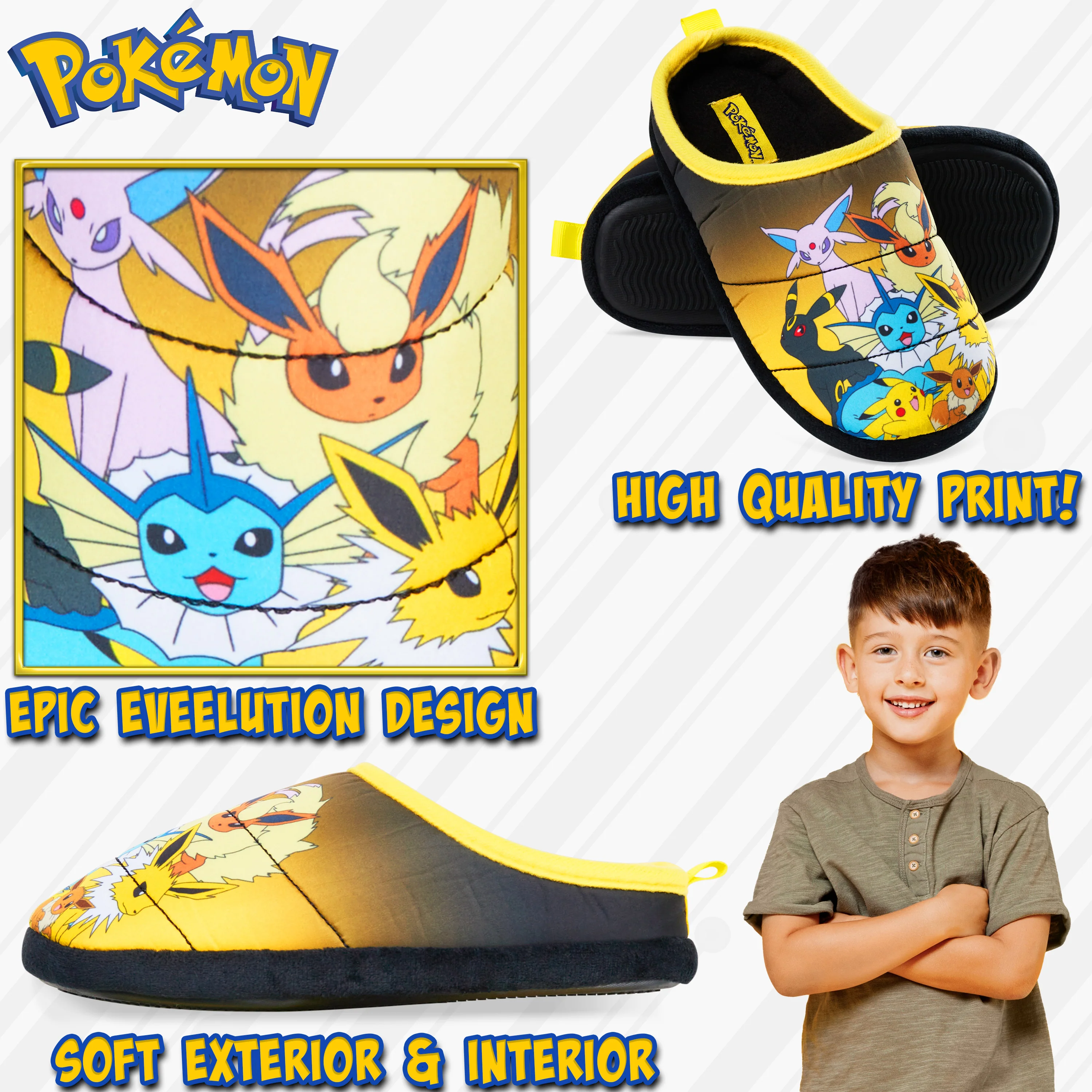 Pokemon Boys Slippers, Cosy Slip on House Shoes with Non Slip Sole - Gifts for Gamers - Image 3