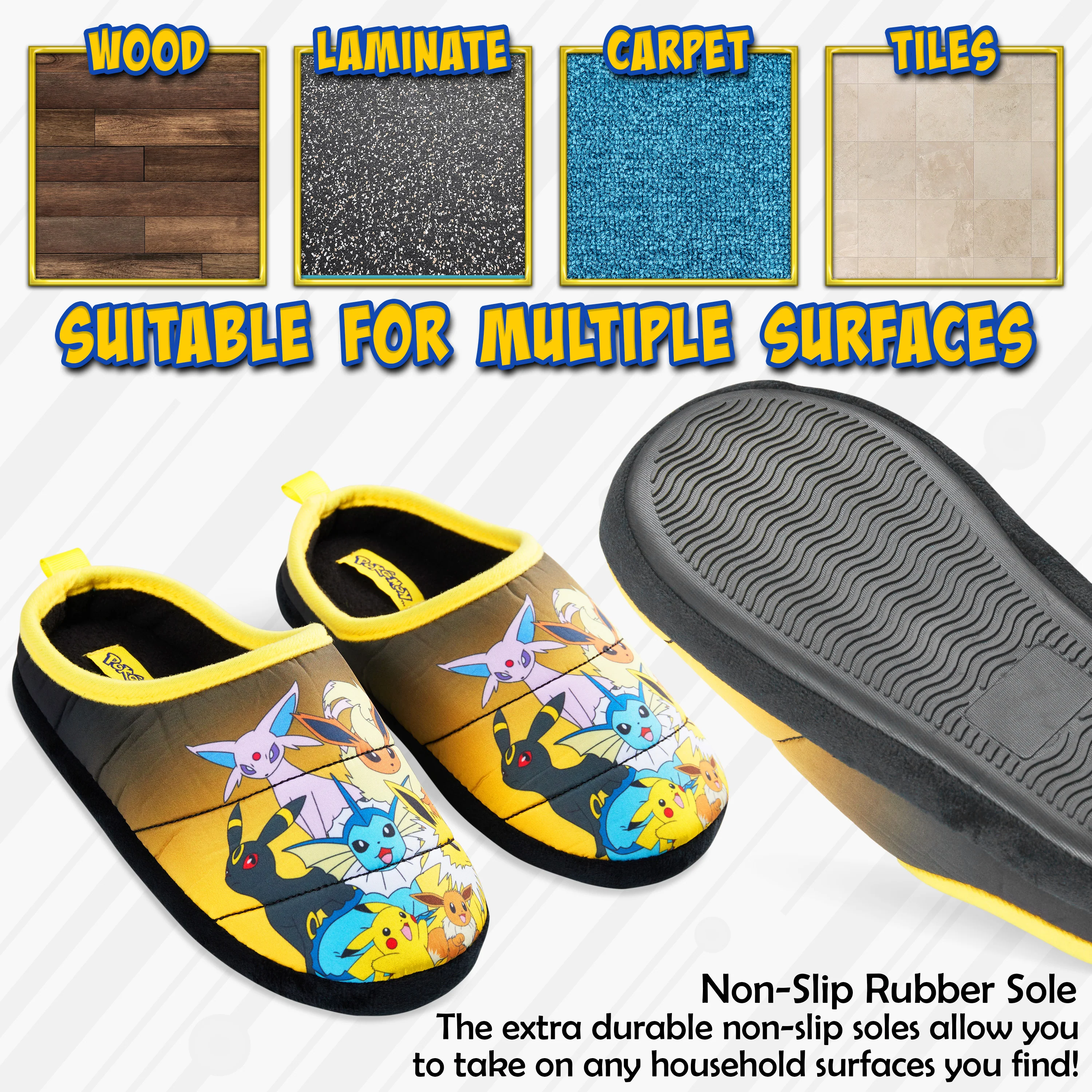 Pokemon Boys Slippers, Cosy Slip on House Shoes with Non Slip Sole - Gifts for Gamers - Image 4