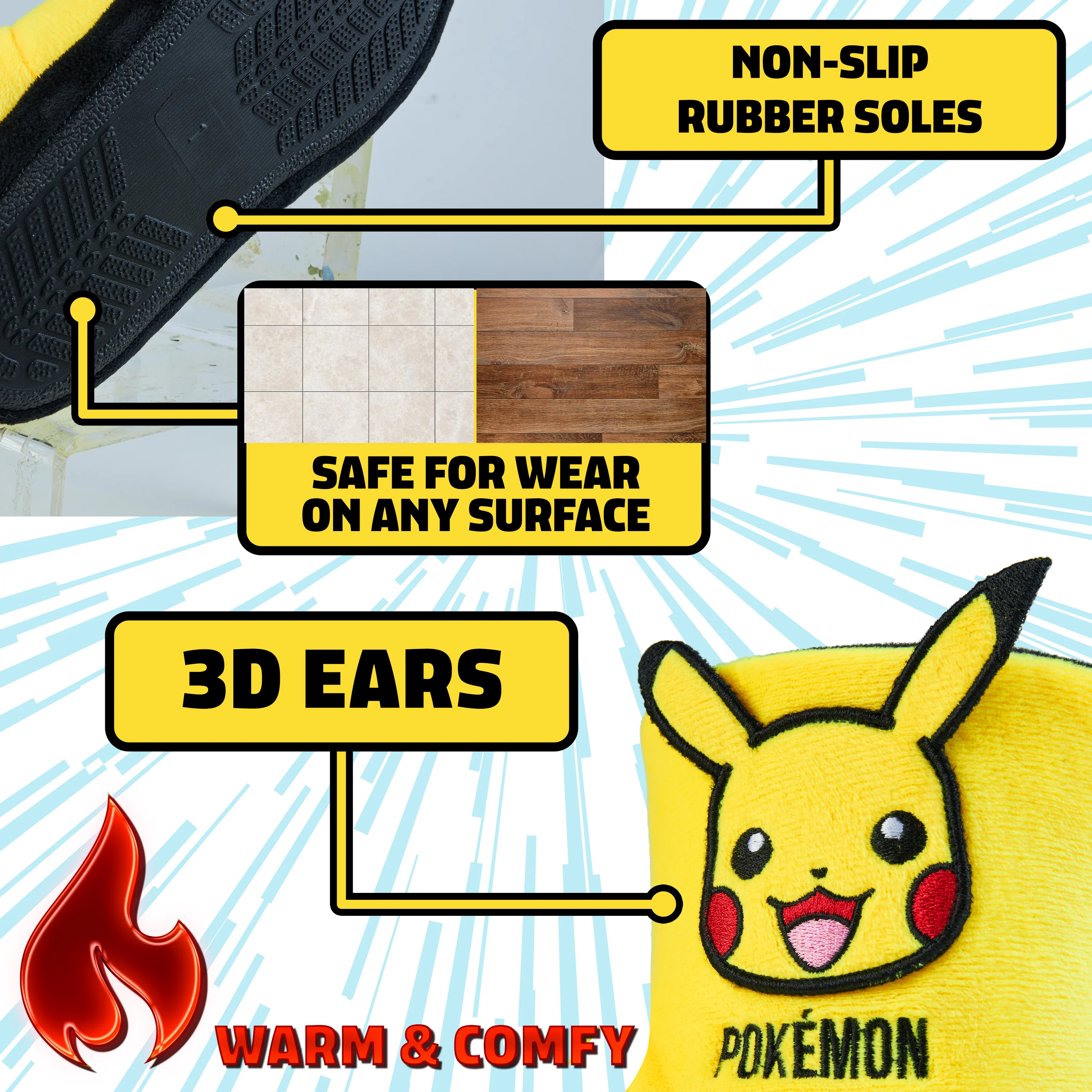 Pokemon Boys Slippers, Pikachu Bulbasaur Soft Kids Shoes, Pokemon Gifts for Boys - Image 4