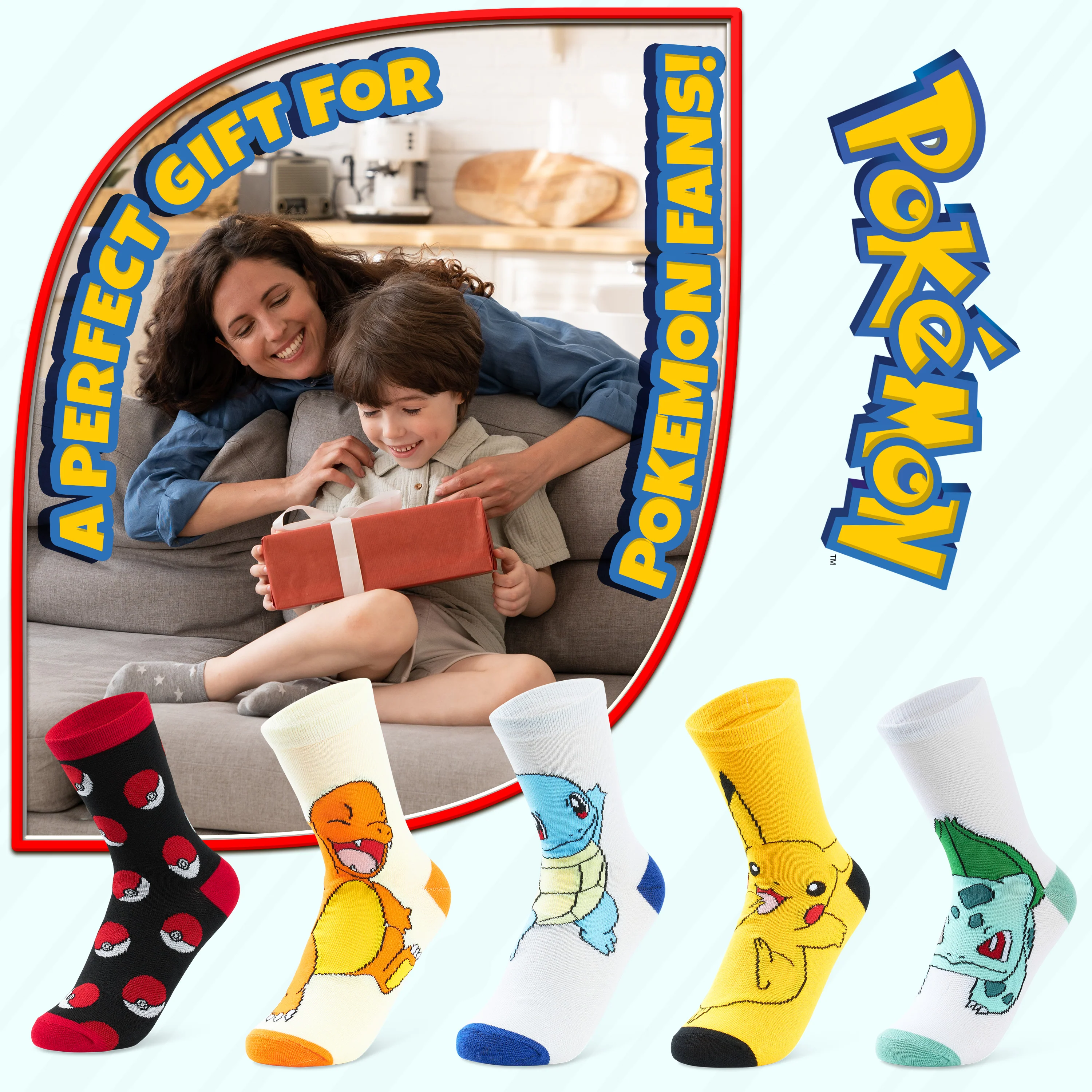 Pokemon Boys Socks 5 Pack Pikachu Ankle Socks Stretchy Breathable Crew Socks for Boys Girls Teenagers Women - Sizes 11-6 - Pokemon Gifts - Image 3