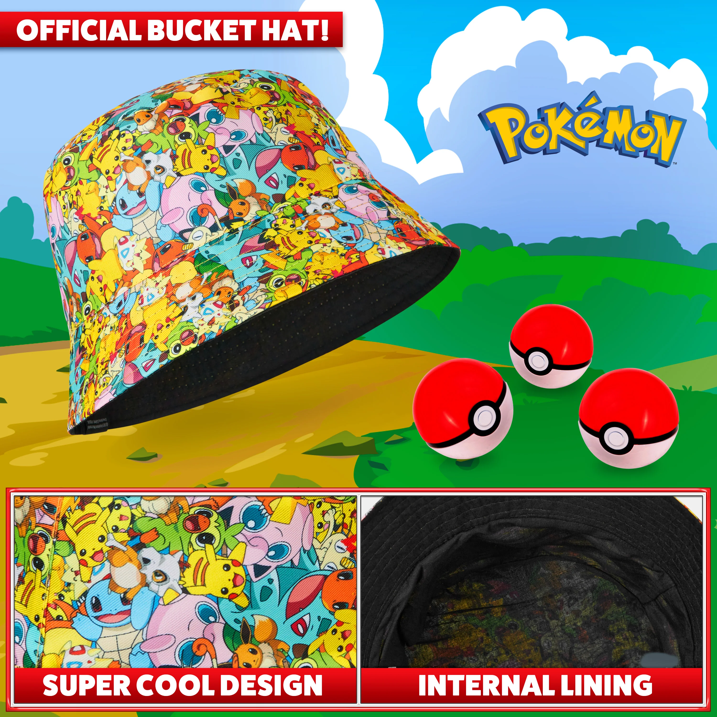 Pokemon Bucket Hat for Kids, All Over Print Bucket Hat - Image 3