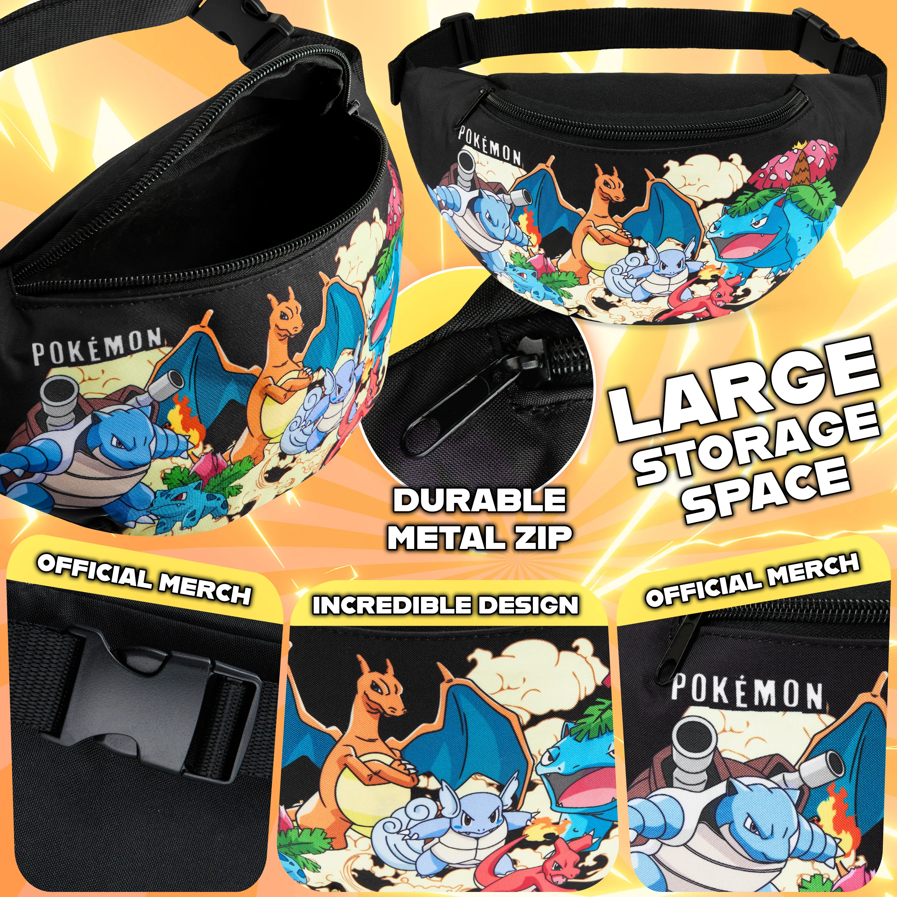 Pokemon Bum Bag for Kids Teenagers Fanny Pack Waist Bag Travel Pouch Lightweight for Travel Sports Holiday School Anime Gifts for Boys - Image 4