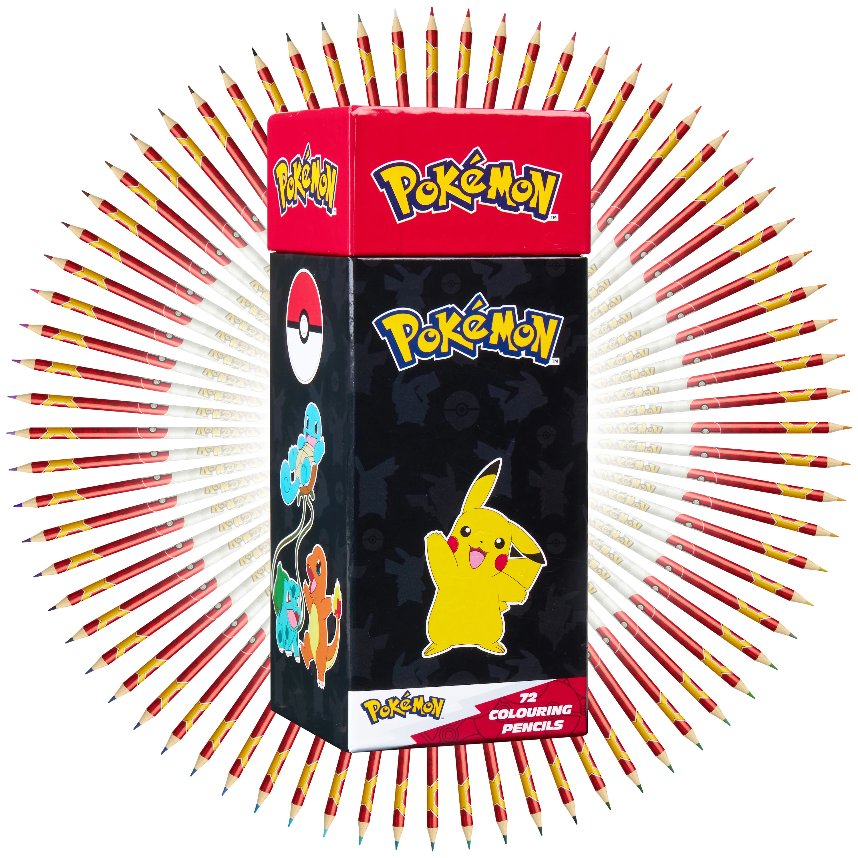 Pokemon Colouring Pencils Set of 72 Assorted Colours Pikachu School Supplies
