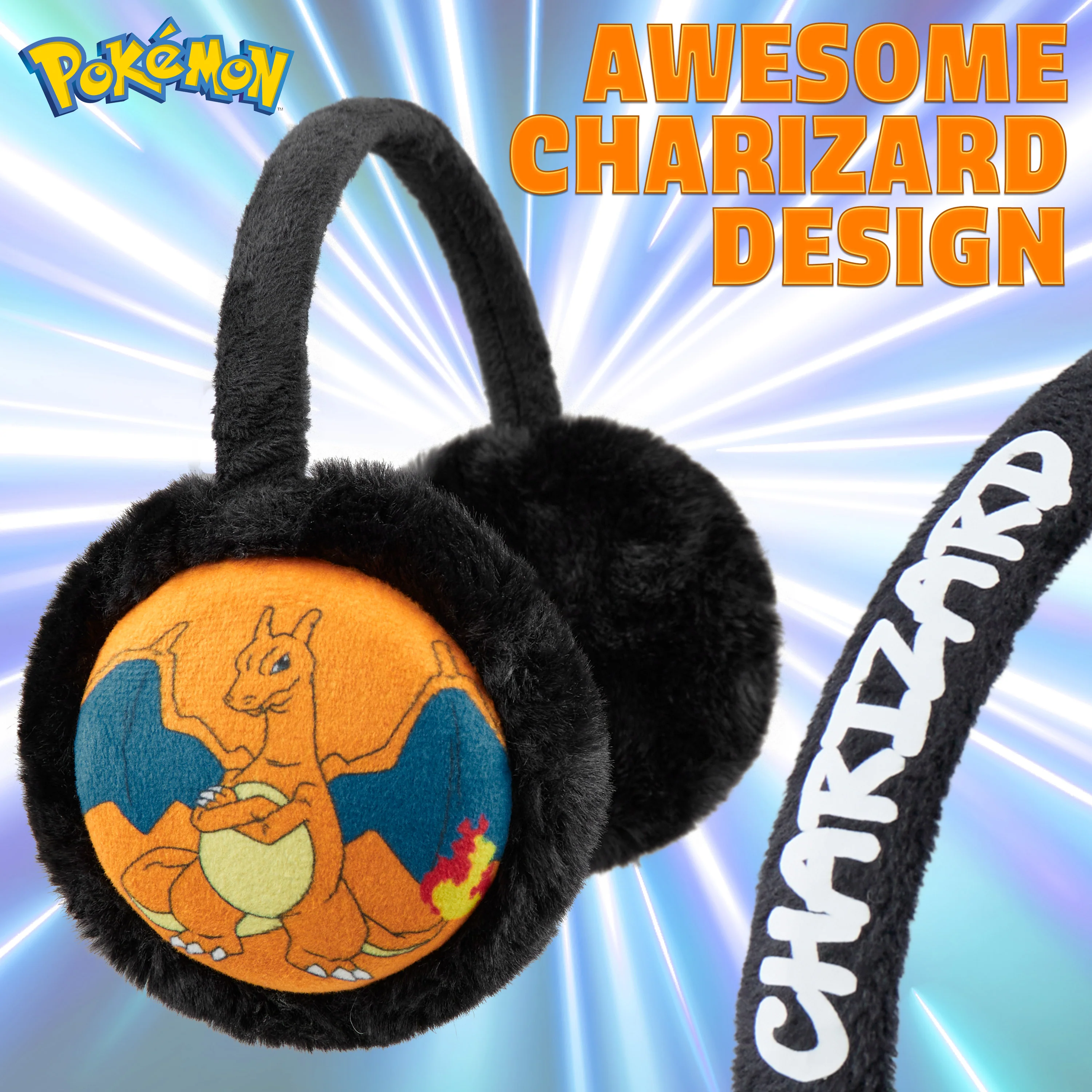 Pokemon Ear Muffs Kids - Winter Accessories Warm Cosy Earmuffs - (Charizard) - Image 2