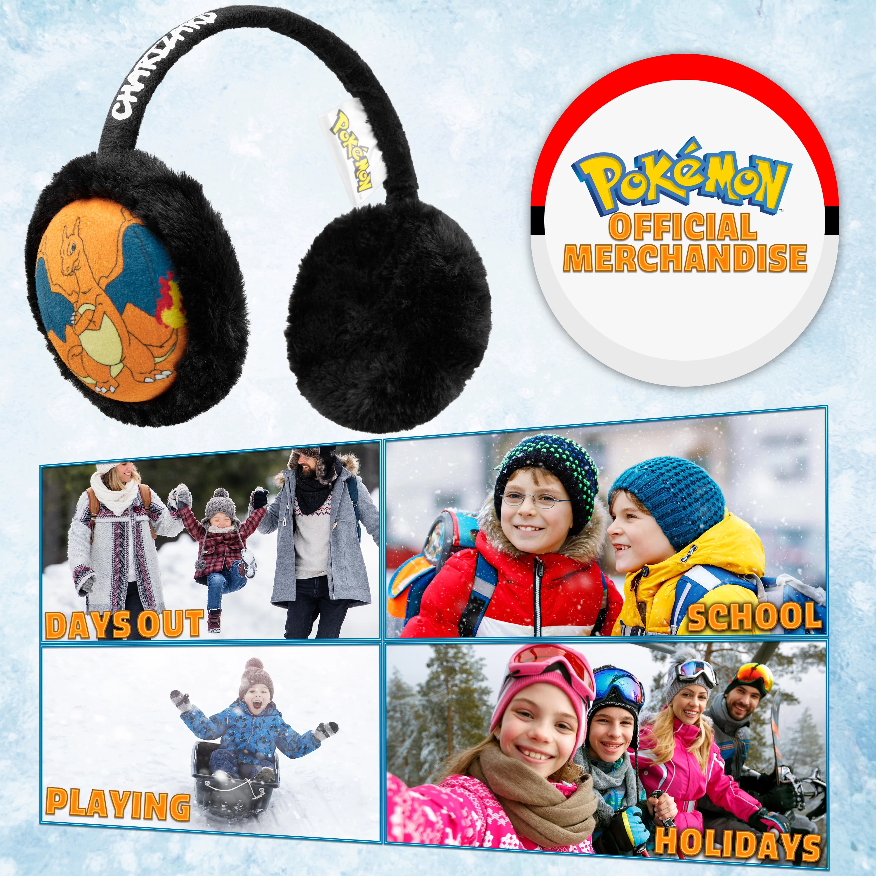 Pokemon Ear Muffs Kids - Winter Accessories Warm Cosy Earmuffs - (Charizard) - Image 3