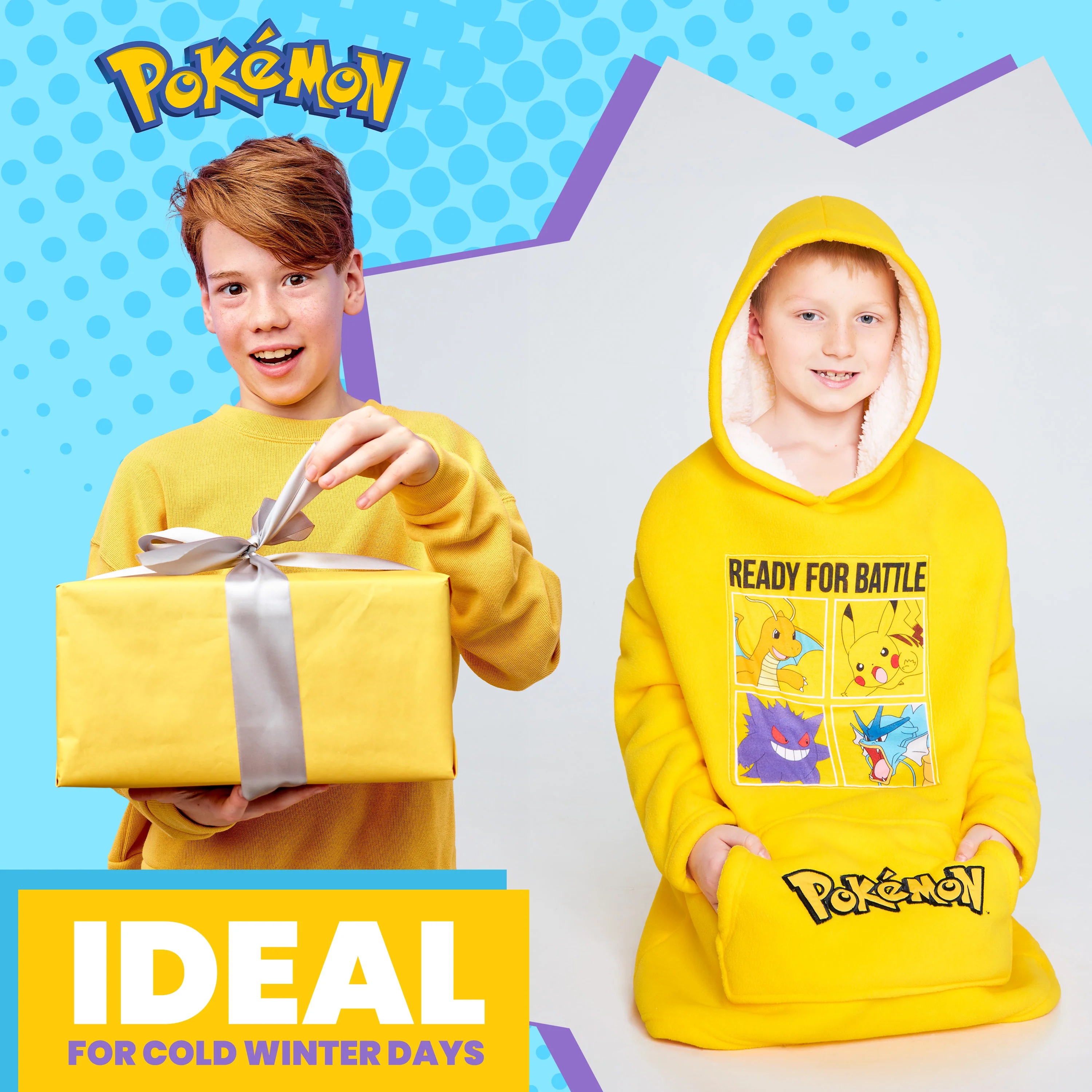 Pokemon Fleece Hoodie Blanket for Kids and Teenagers - One Size Oversized Hoodie - Image 2