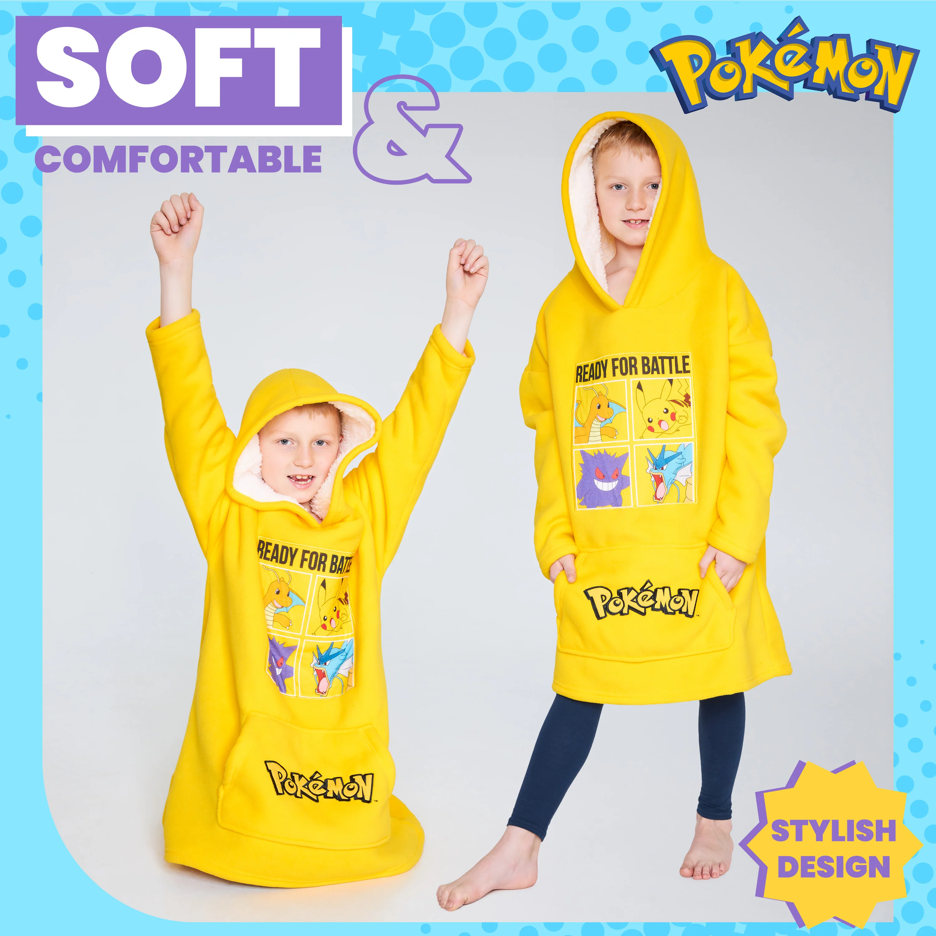 Pokemon Fleece Hoodie Blanket for Kids and Teenagers - One Size Oversized Hoodie - Image 3