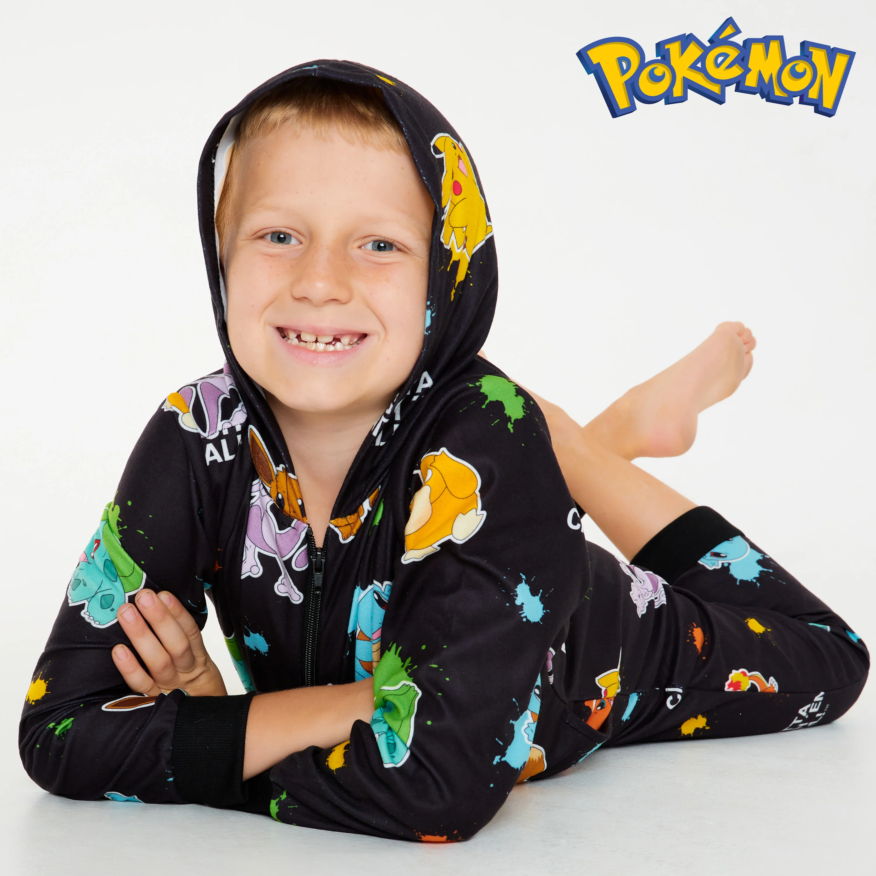 Pokemon Fleece Onesie for Boys - Black AOP Comfy Loungewear - Image 4