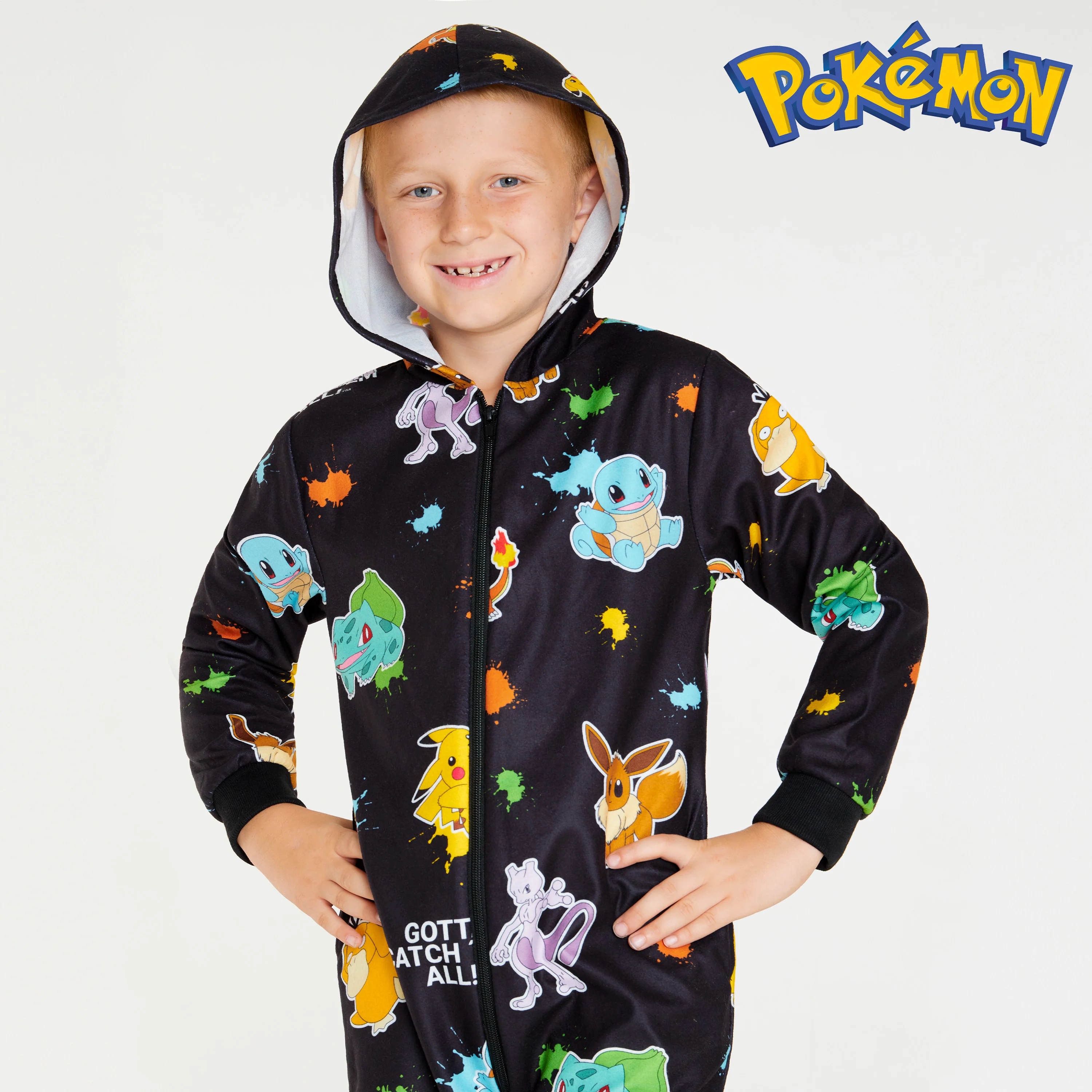 Pokemon Fleece Onesie for Boys - Black AOP Comfy Loungewear - Image 5