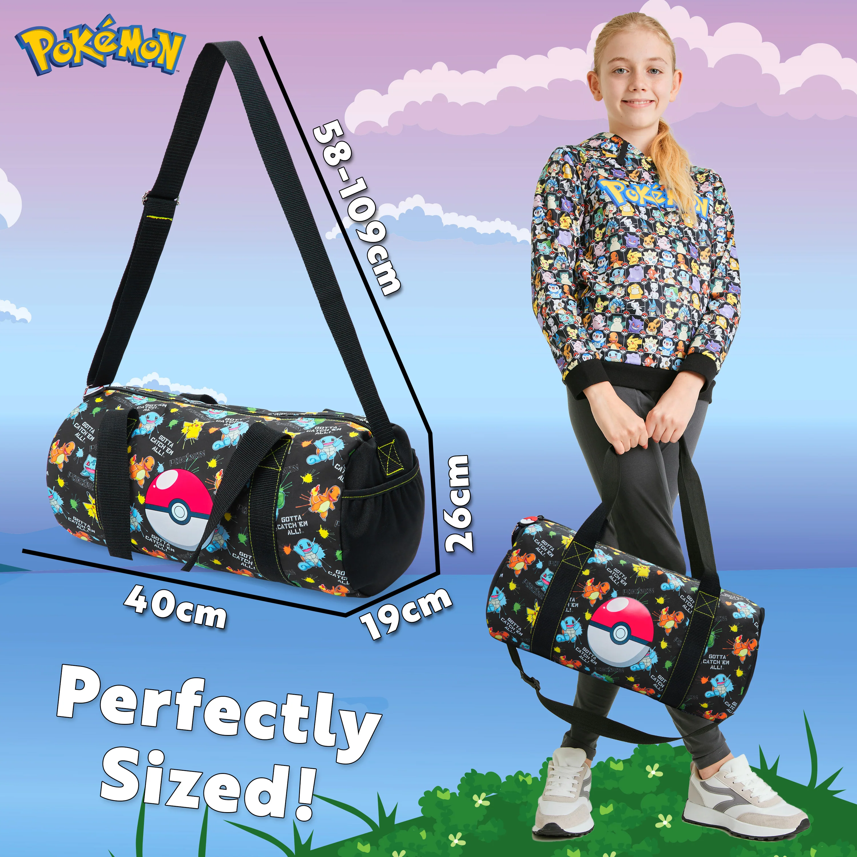 Pokemon Gym Bag for Kids, Pikachu Boys Duffle Bag Large Holdall - Image 6