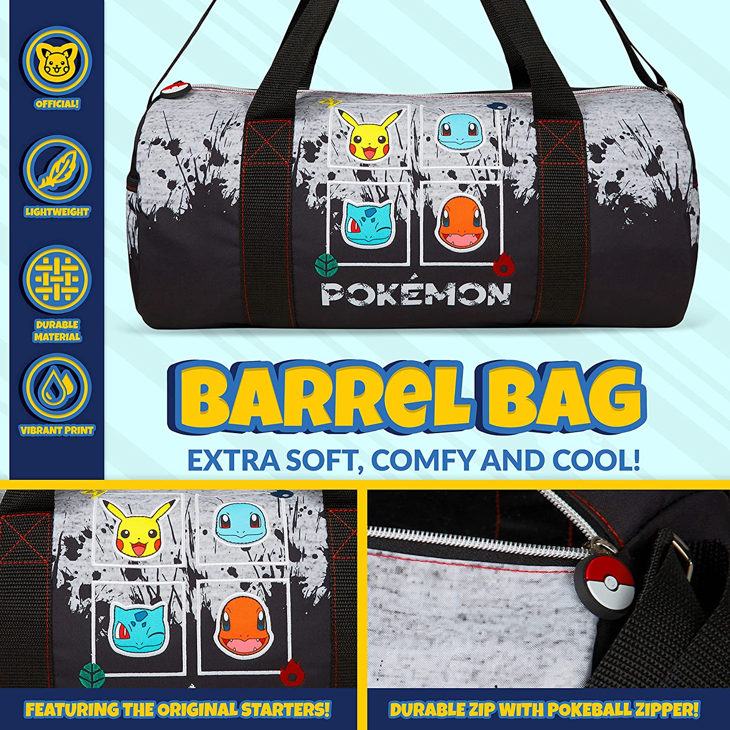 Pokemon Gym Bag for Kids, Pikachu Boys Duffle Bag Large Holdall - Image 4